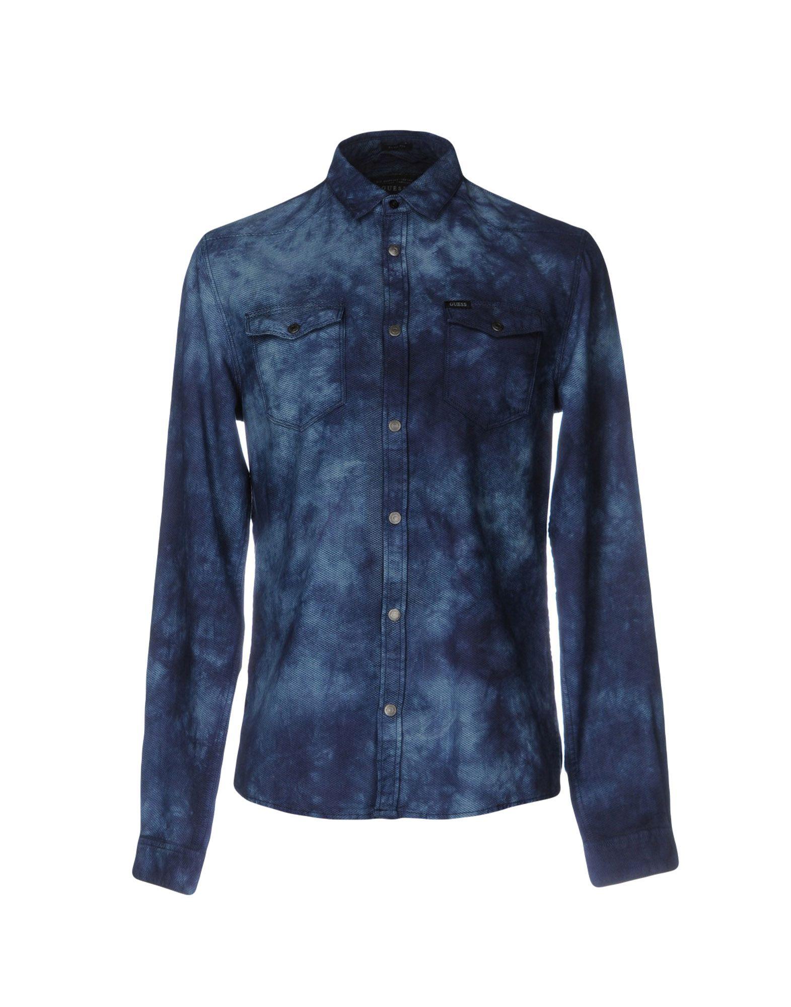 lyst guess shirt in blue for lyst guess shirt in blue for