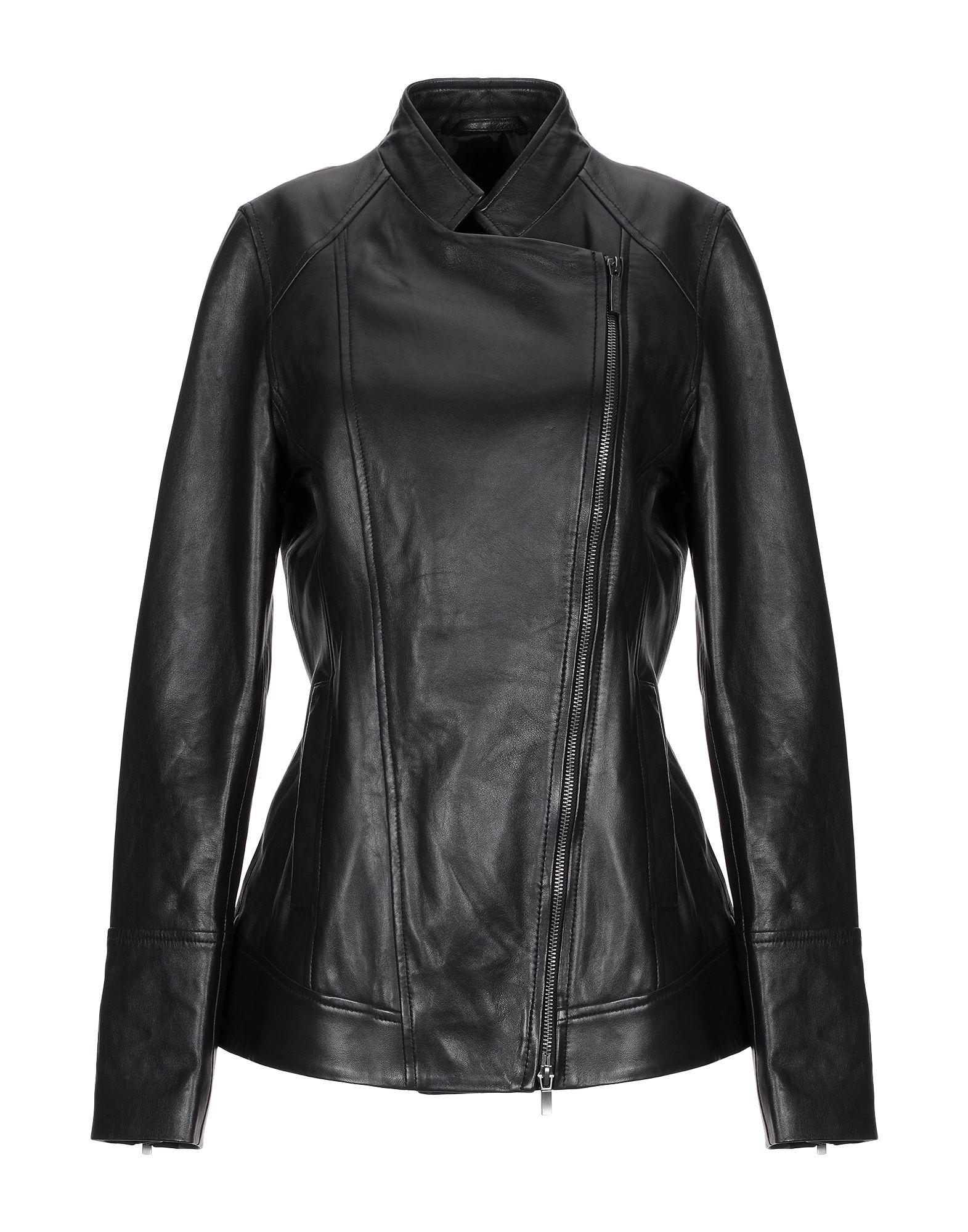 Stefanel Leather Jacket in Black - Lyst