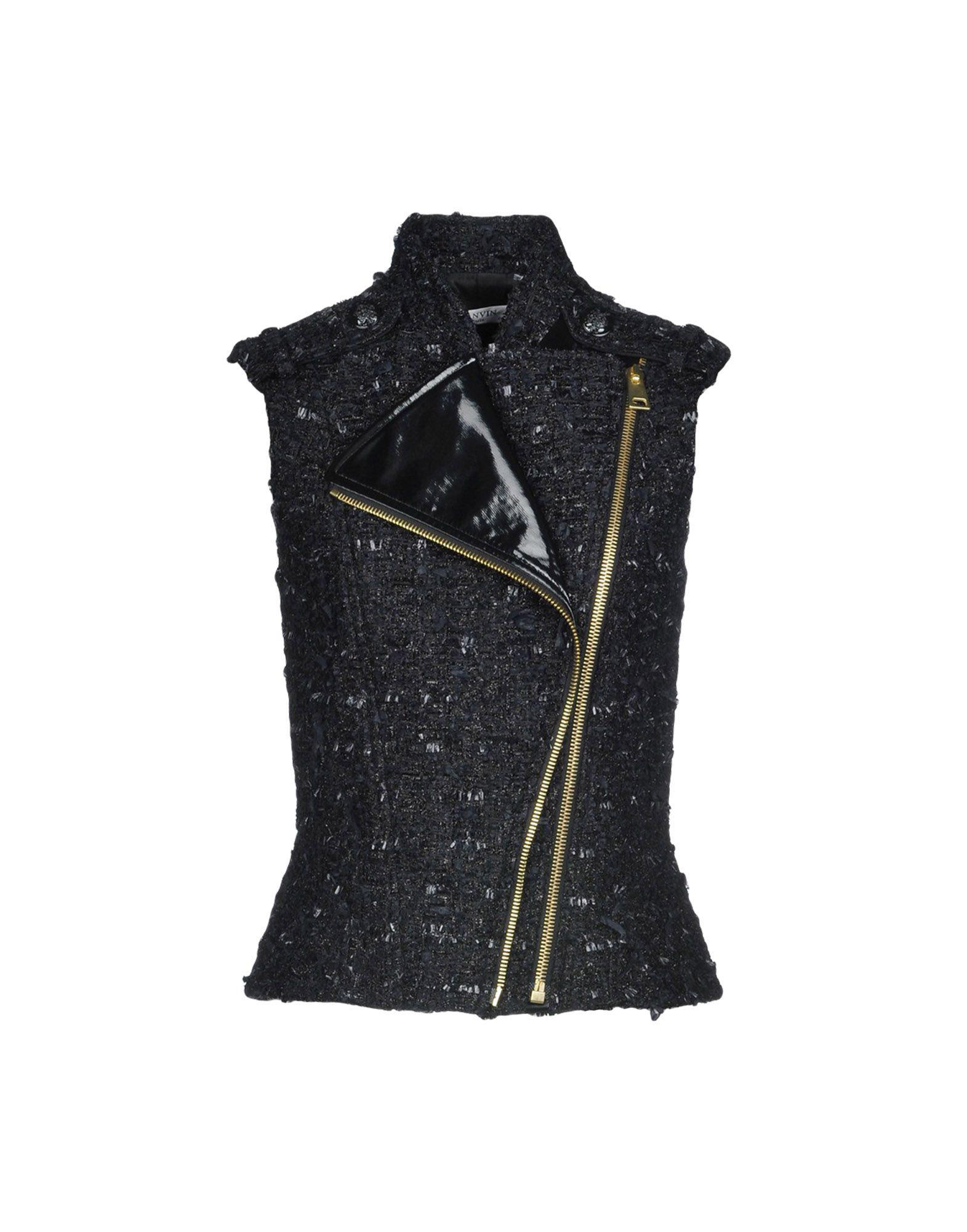 Lanvin Tweed Jacket in Black - Lyst