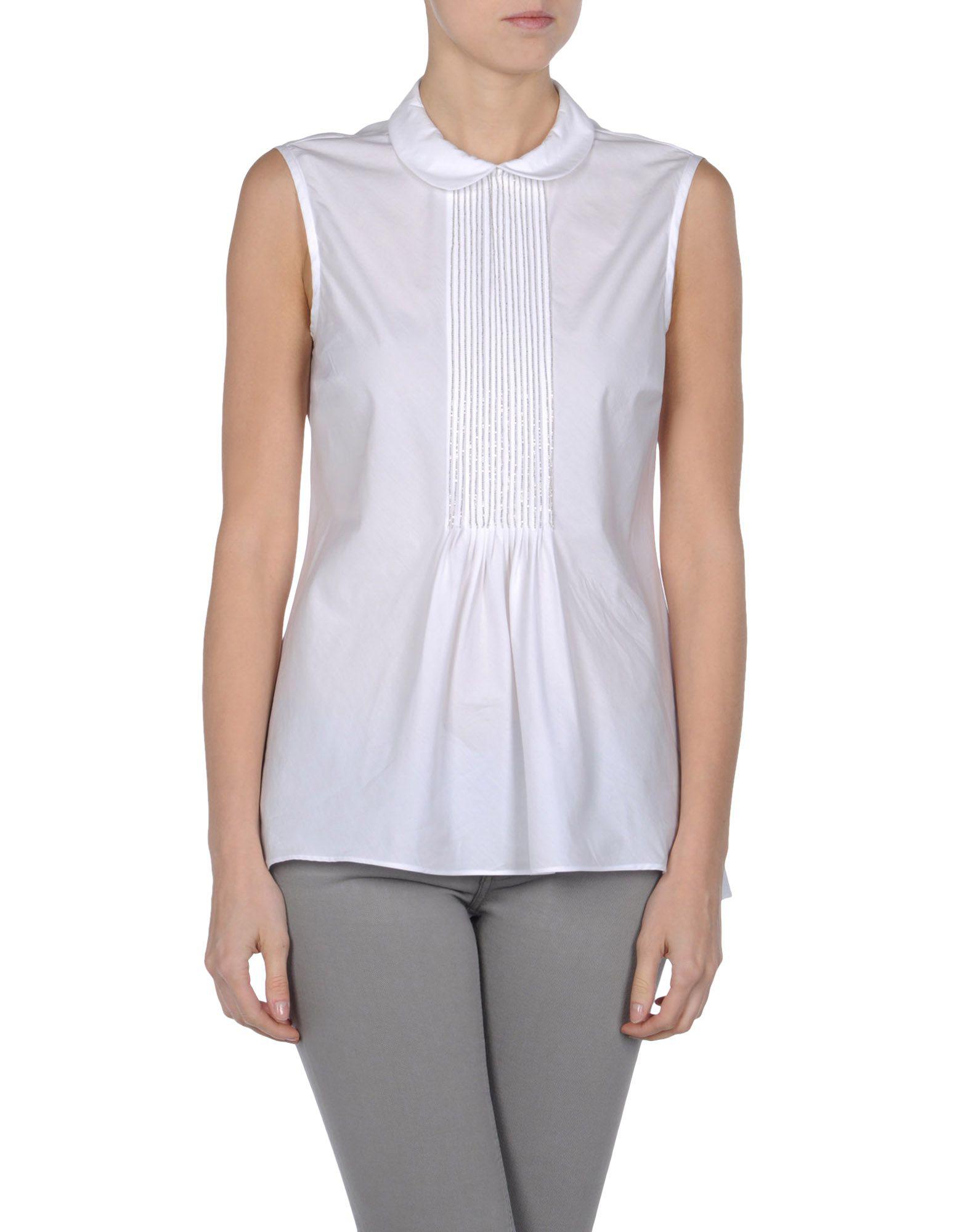 Brunello Cucinelli Sleeveless Shirt in White - Lyst