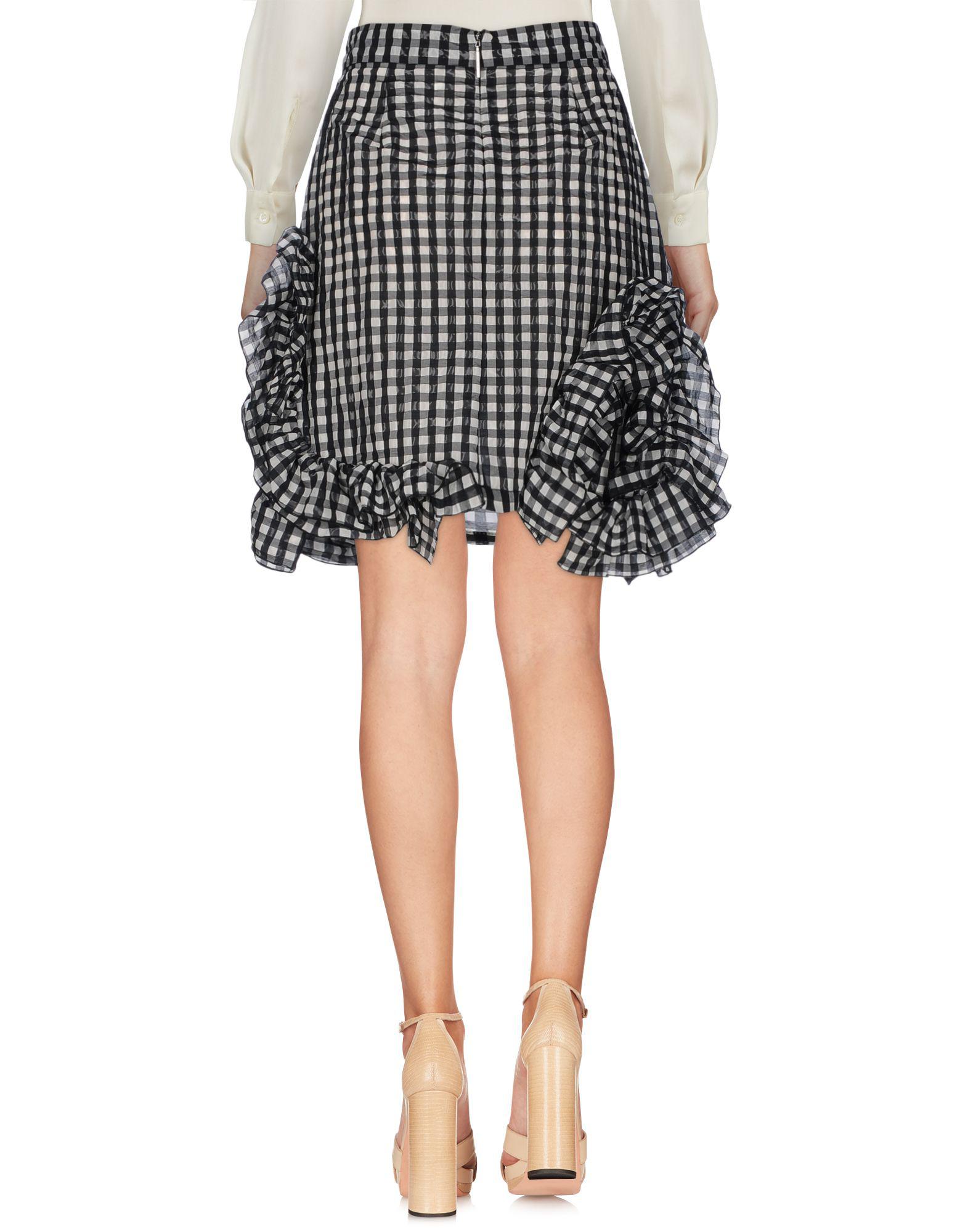 Lyst - MSGM Gingham Ruffle Mini Skirt in Black