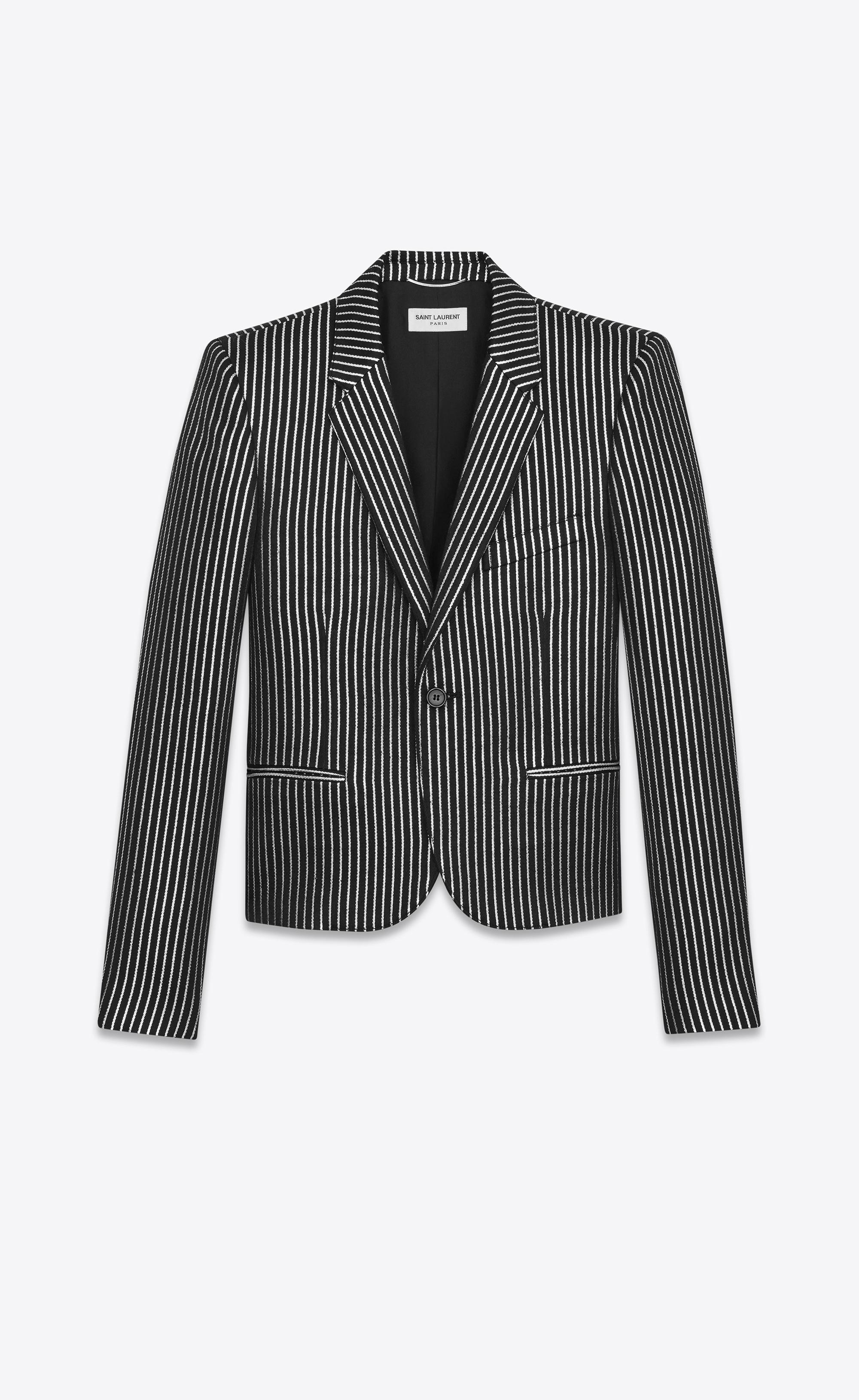 Lyst - Saint laurent Single-breasted Club Jacket In Black And Metallic ...