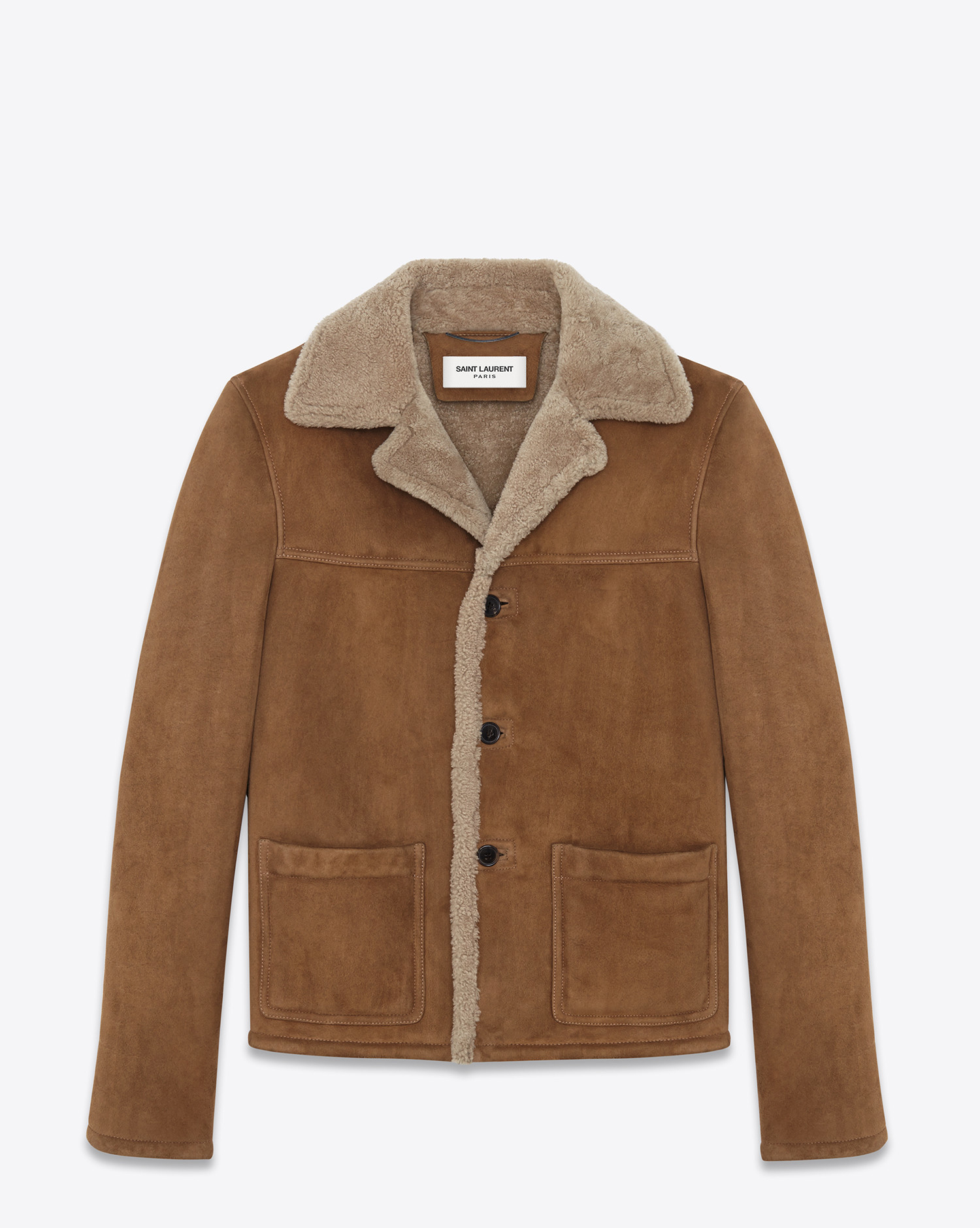 Saint Laurent Oversized Rancher Coat In Tobacco Shearling in Brown for ...