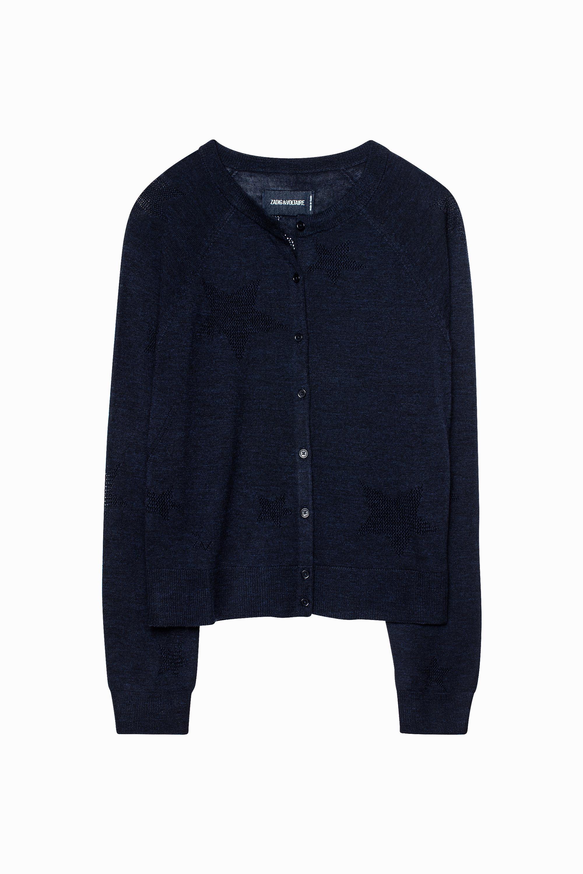 Zadig & Voltaire Nina Star Merino Cardigan in Blue - Lyst