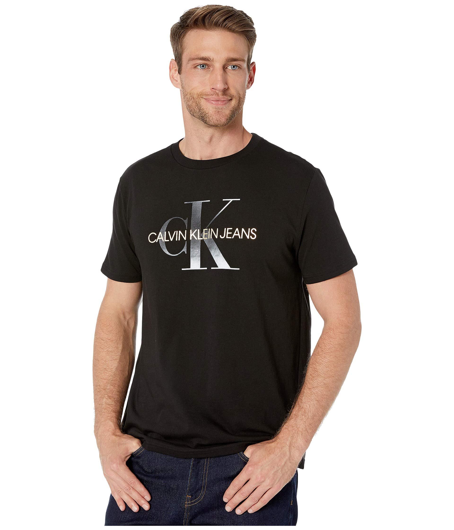 Calvin Klein Cotton Gold Monogram Tee in Black for Men - Save 26% - Lyst