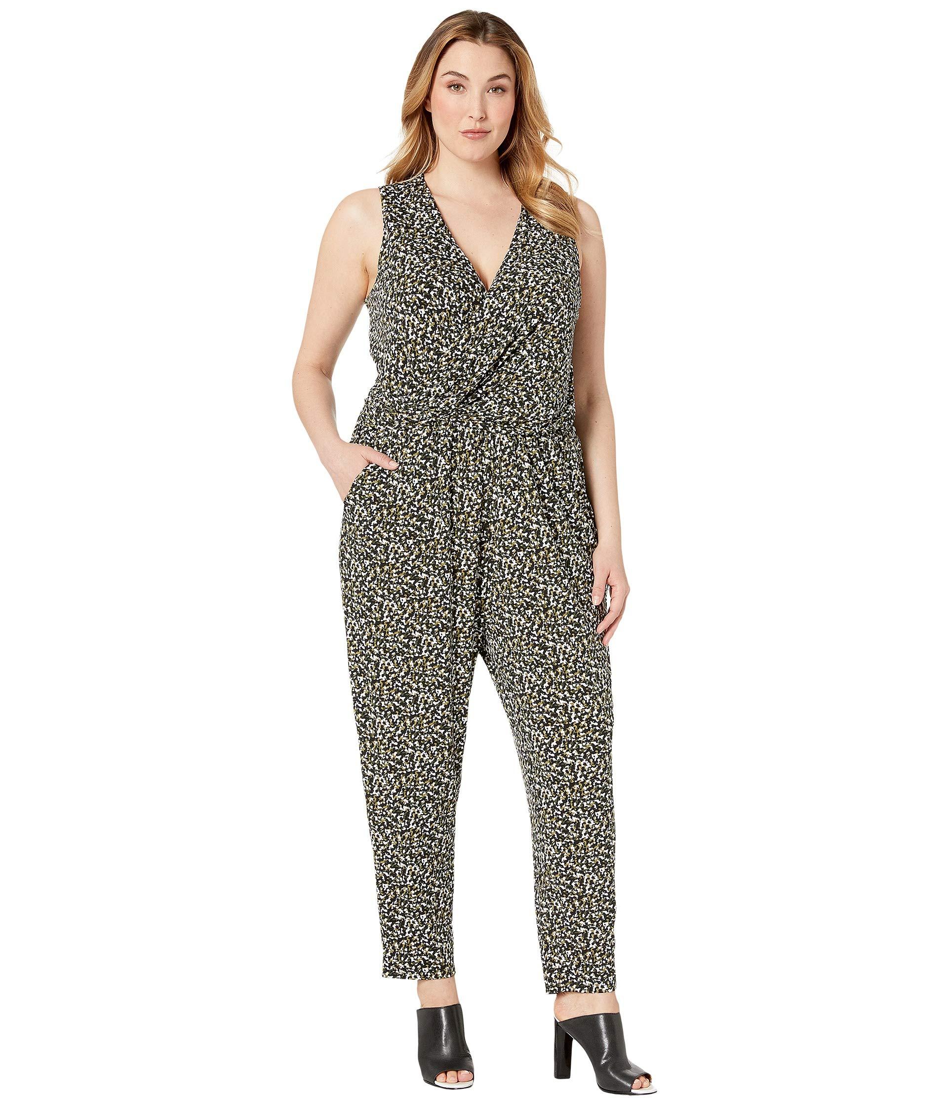 Lyst - MICHAEL Michael Kors Plus Size Camo Twist Waist Jumpsuit (black ...