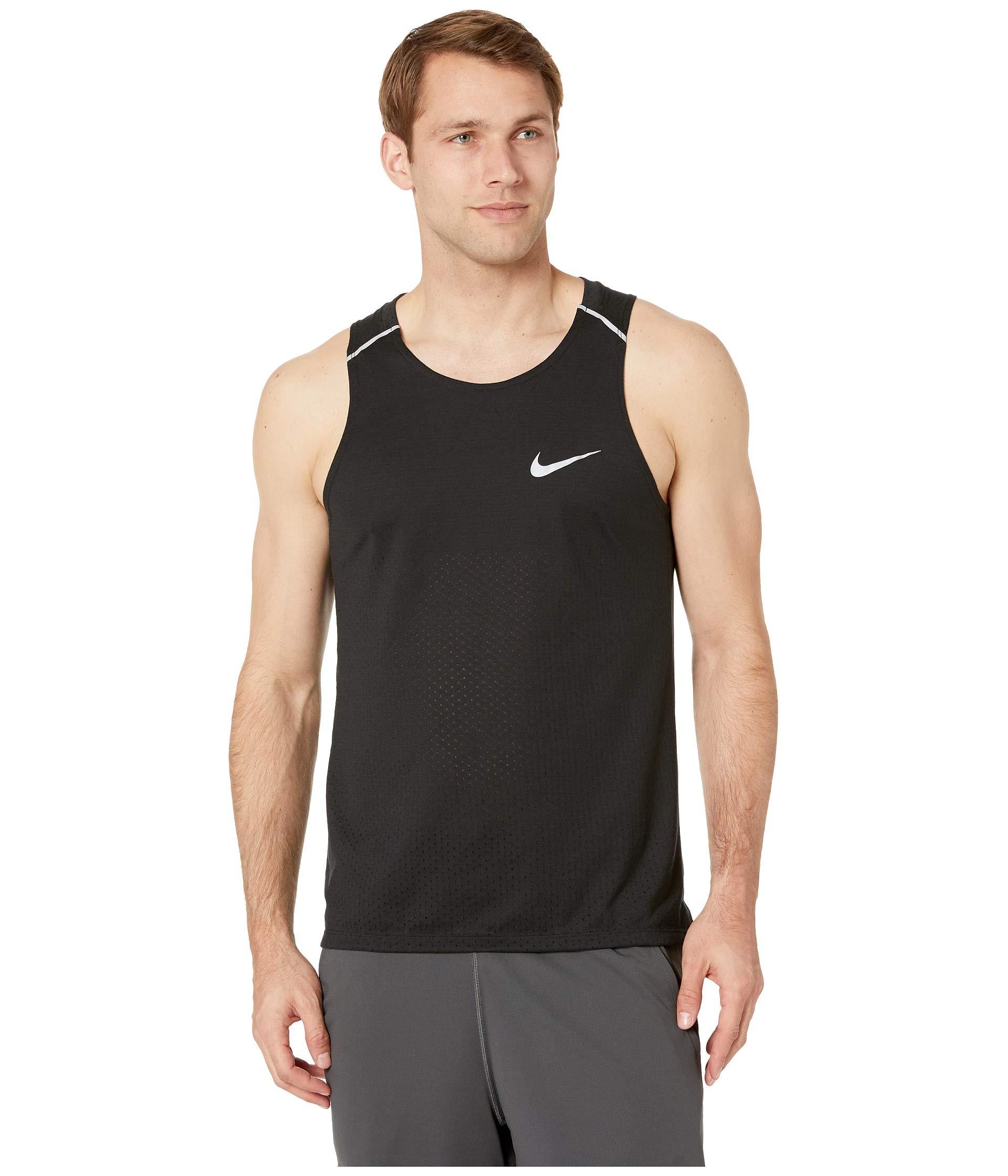 Lyst - Nike Breath Rise 365 Tank (black/black/reflective Silver) Men's ...