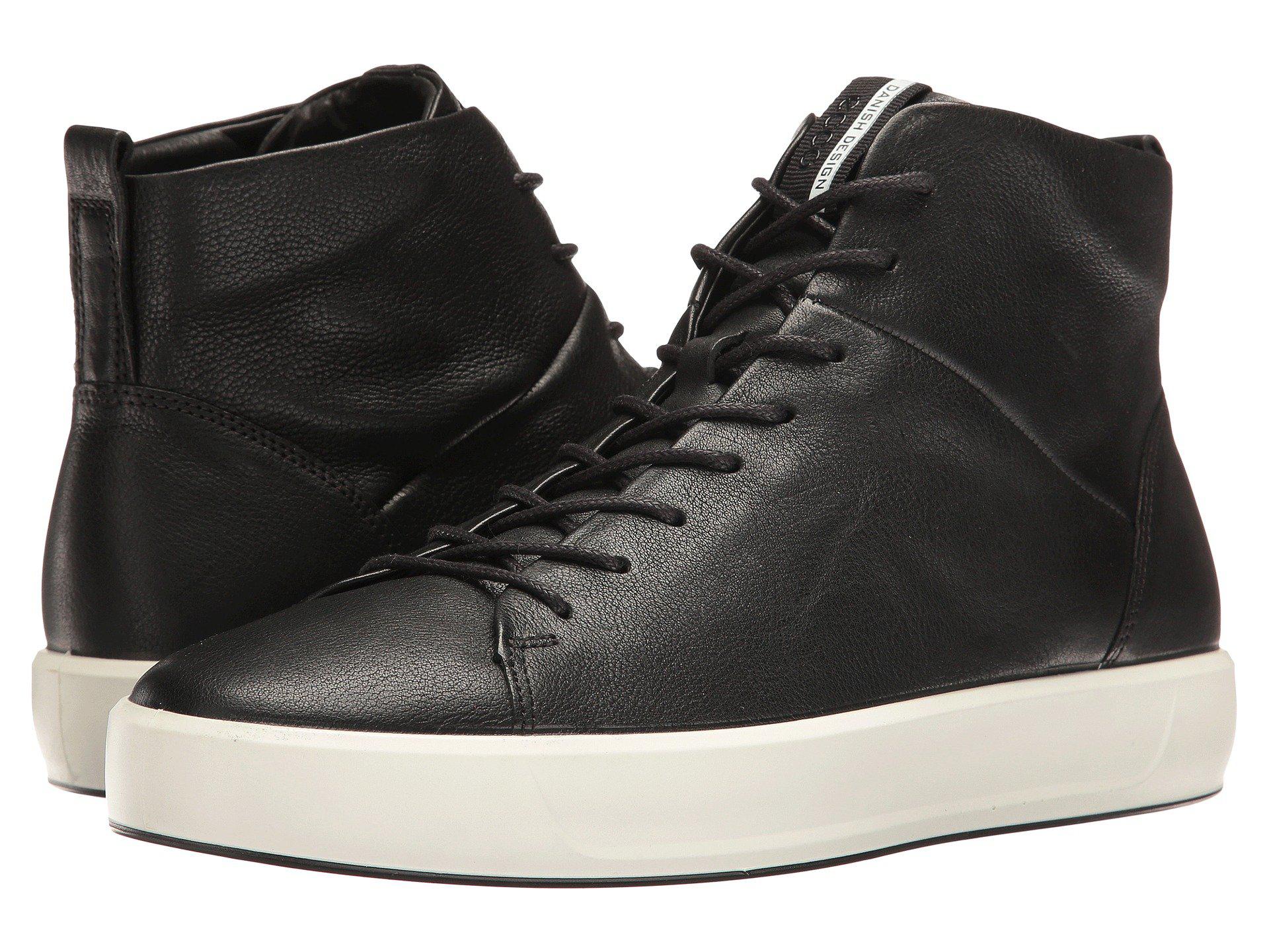 Ecco Leather Soft 8 High Top (black 2) Men's Lace Up Casual Shoes for ...