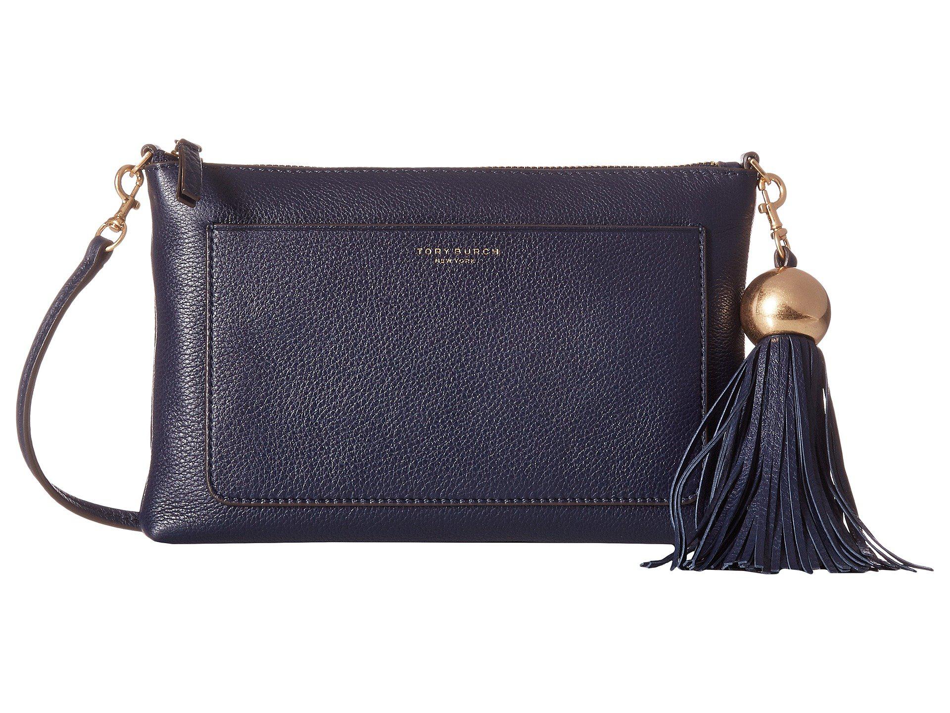 Tory Burch Leather Tassel Crossbody (tory Navy) Cross Body ...