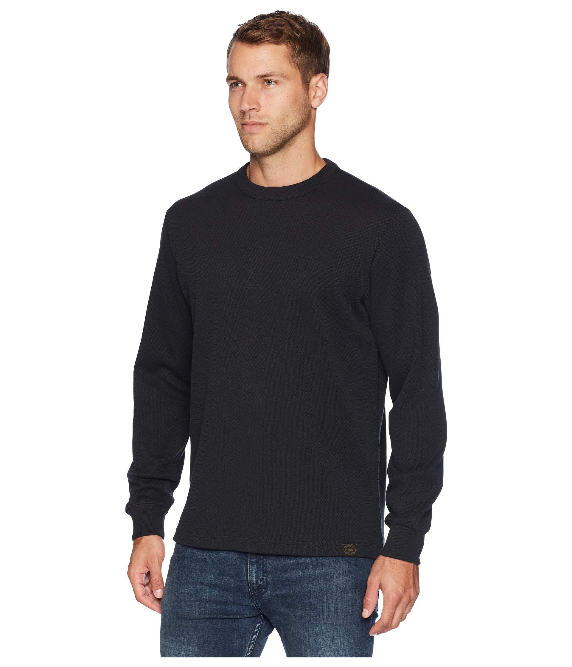 Navy Blue Filson Cotton Waffle Knit Thermal Crew Neck