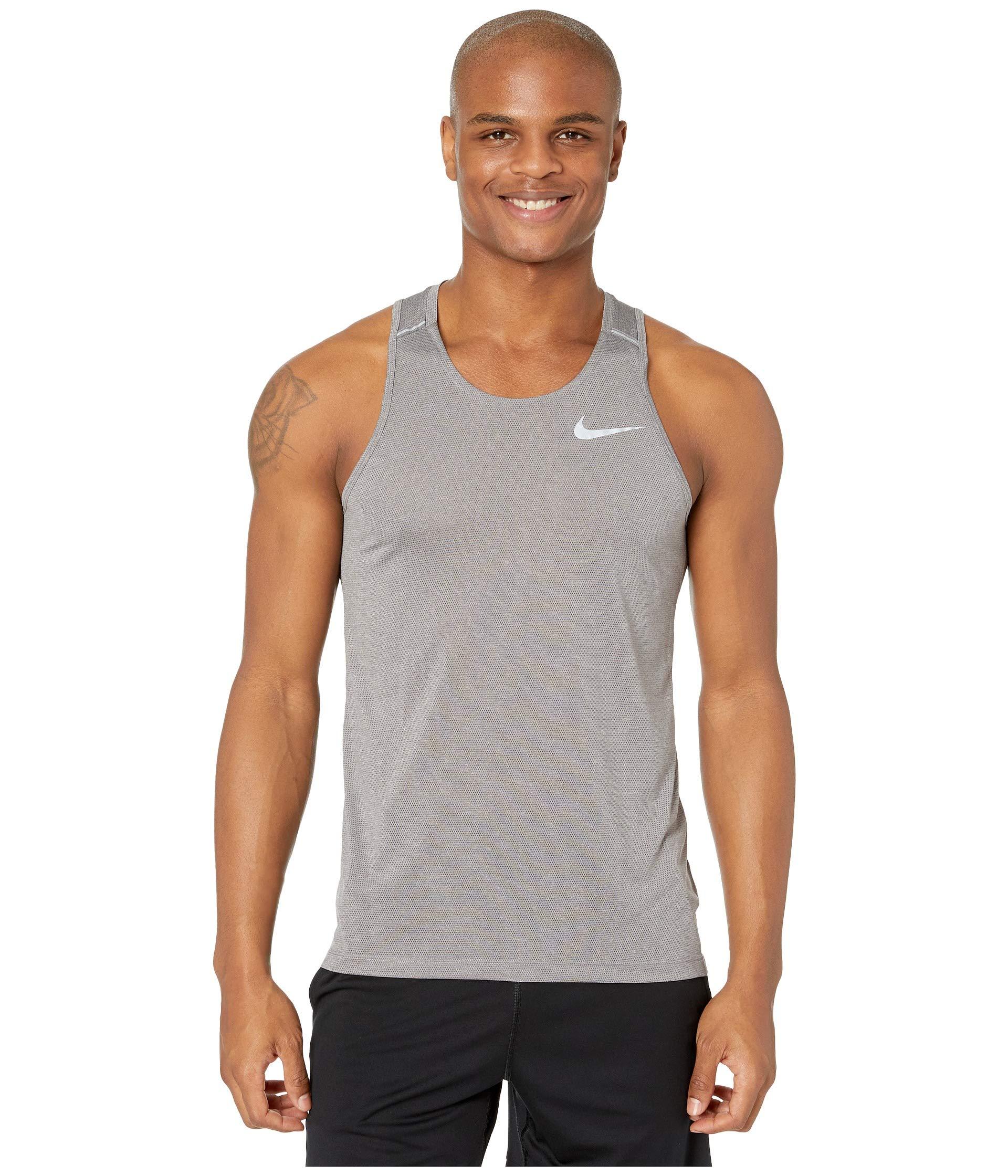 Nike Synthetic Dri-fit Miler Tank Top in Gray for Men - Lyst