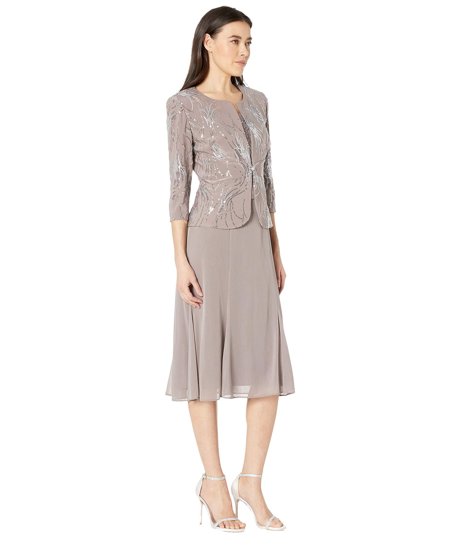 Alex Evenings Petite Tea Length Mock Jacket Dress With Sequin Detail ...