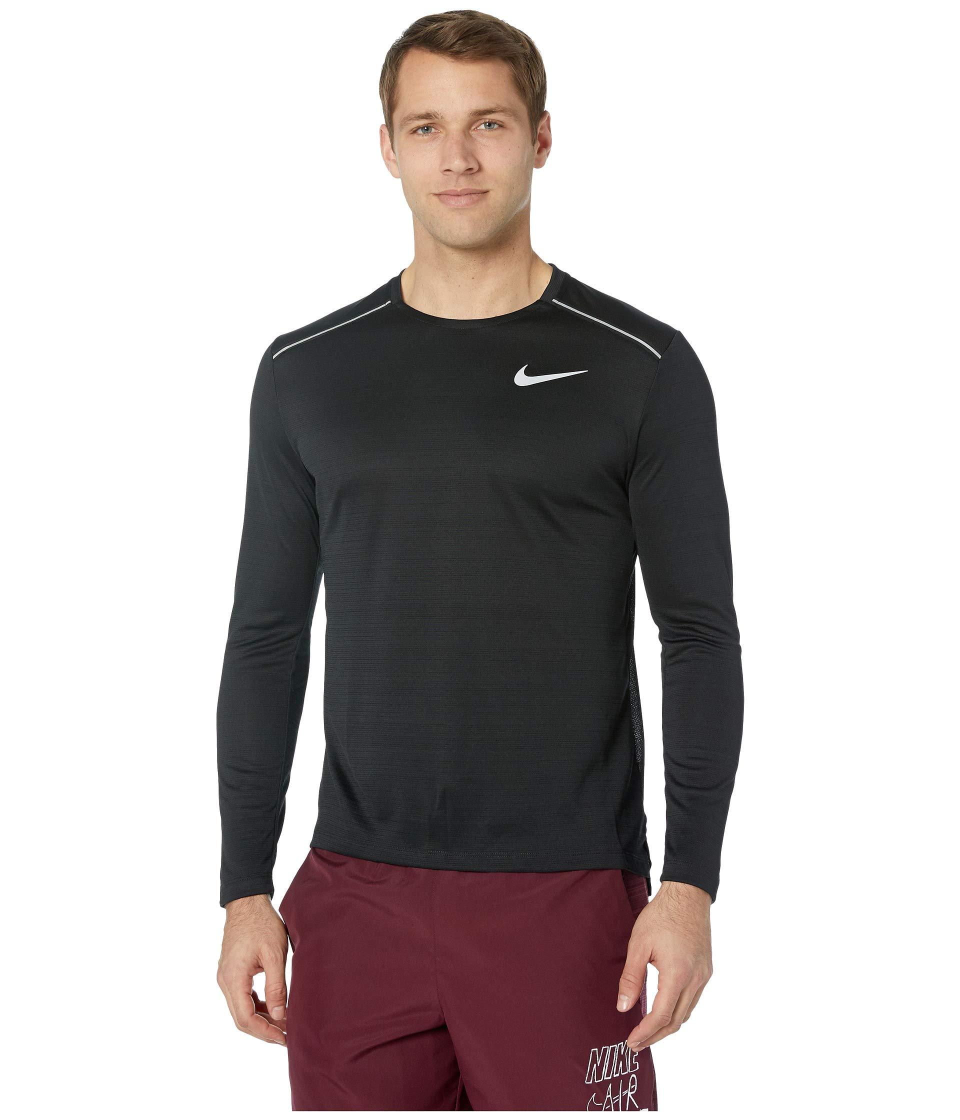 Lyst - Nike Dry Miler Top Long Sleeve (black/black/reflective Silver ...
