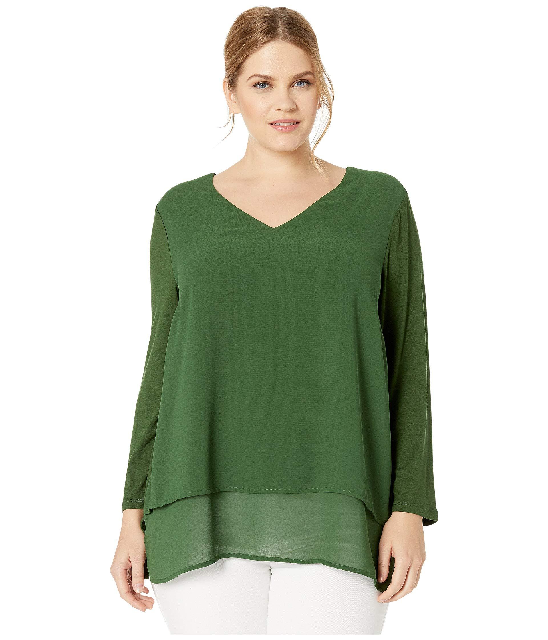 Michael Michael Kors Plus Size V Neck Mixed Media Top