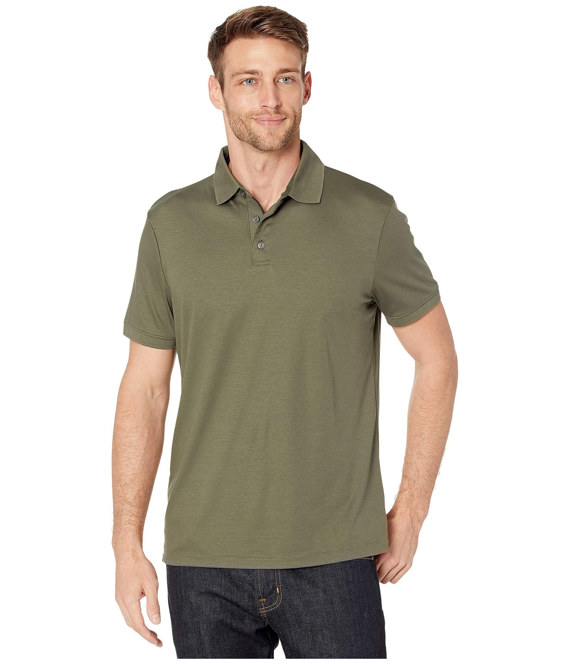 Calvin Klein Cotton The Liquid Touch Polo in Green for Men - Save 26% ...