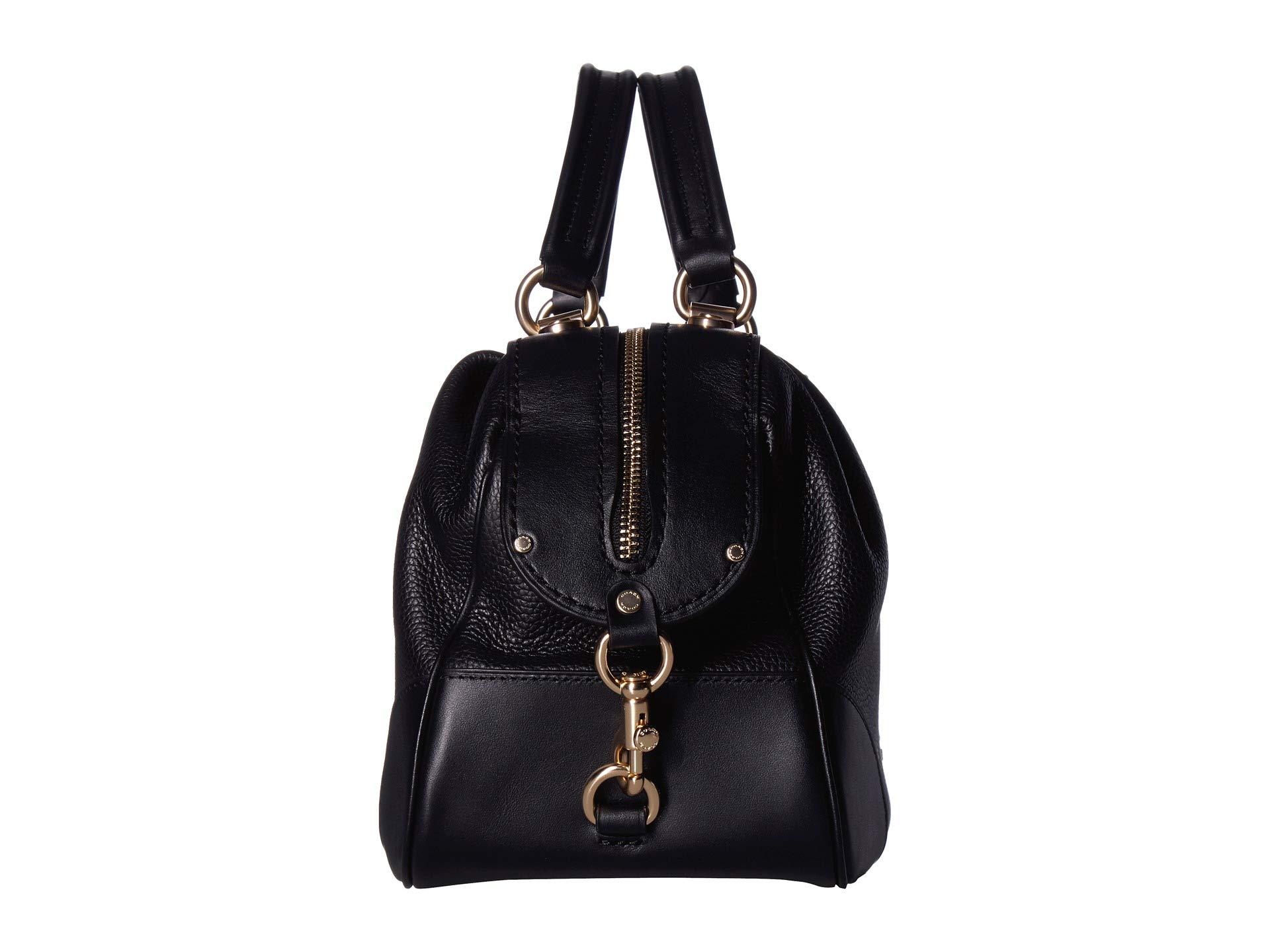 COACH Polished Pebble Leather Lane Satchel (black/gold) Handbags in Black - Lyst