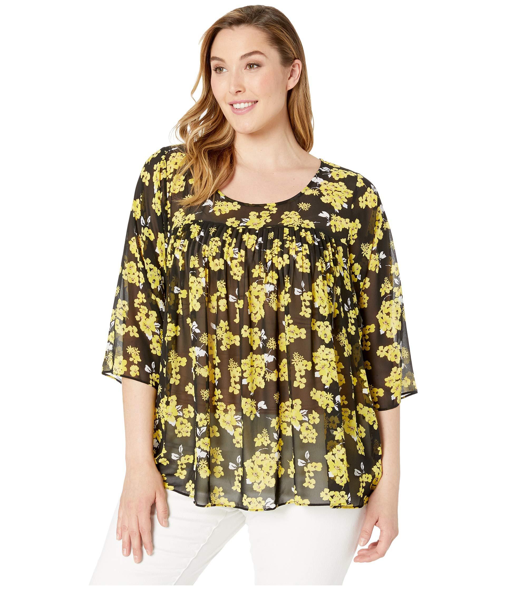 Lyst - MICHAEL Michael Kors Plus Size Glam Print Flowy Top (black ...