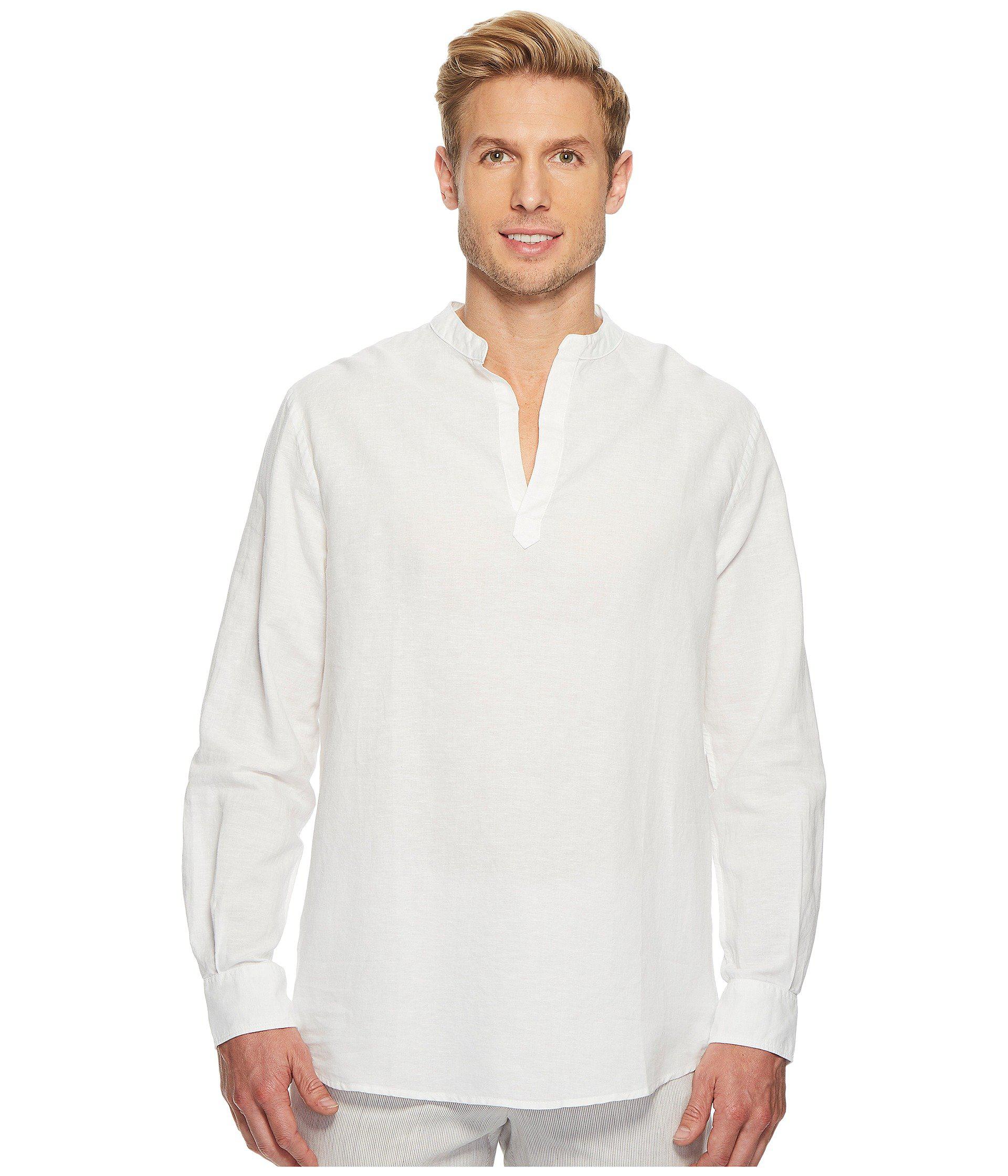 Lyst Perry Ellis Long sleeve Solid Linen Cotton Popover 