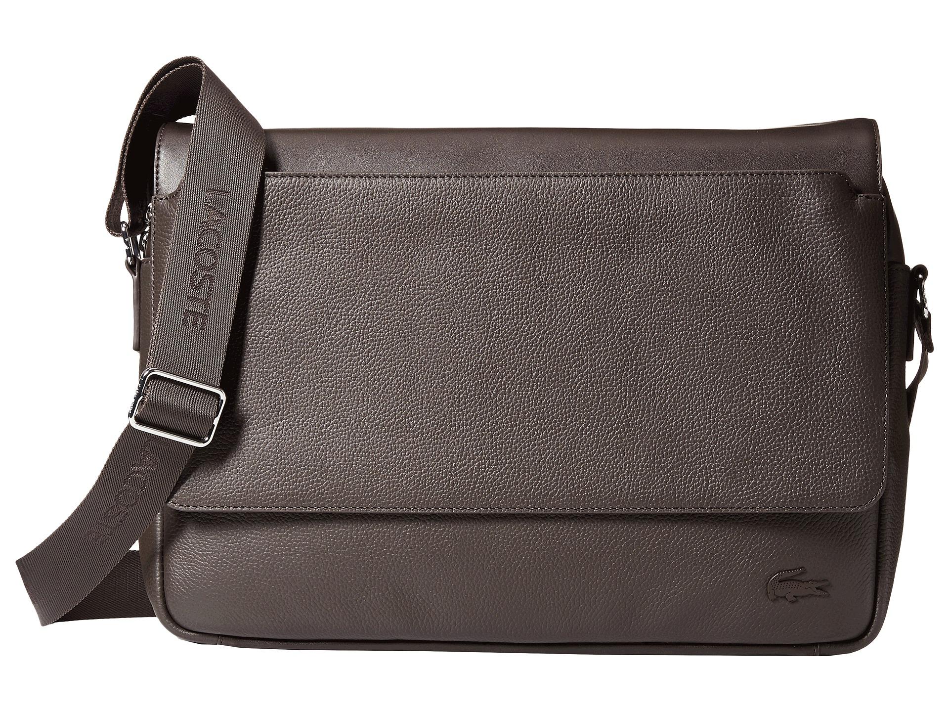 Lacoste Rafael Leather Messenger Bag in Brown for Men - Lyst