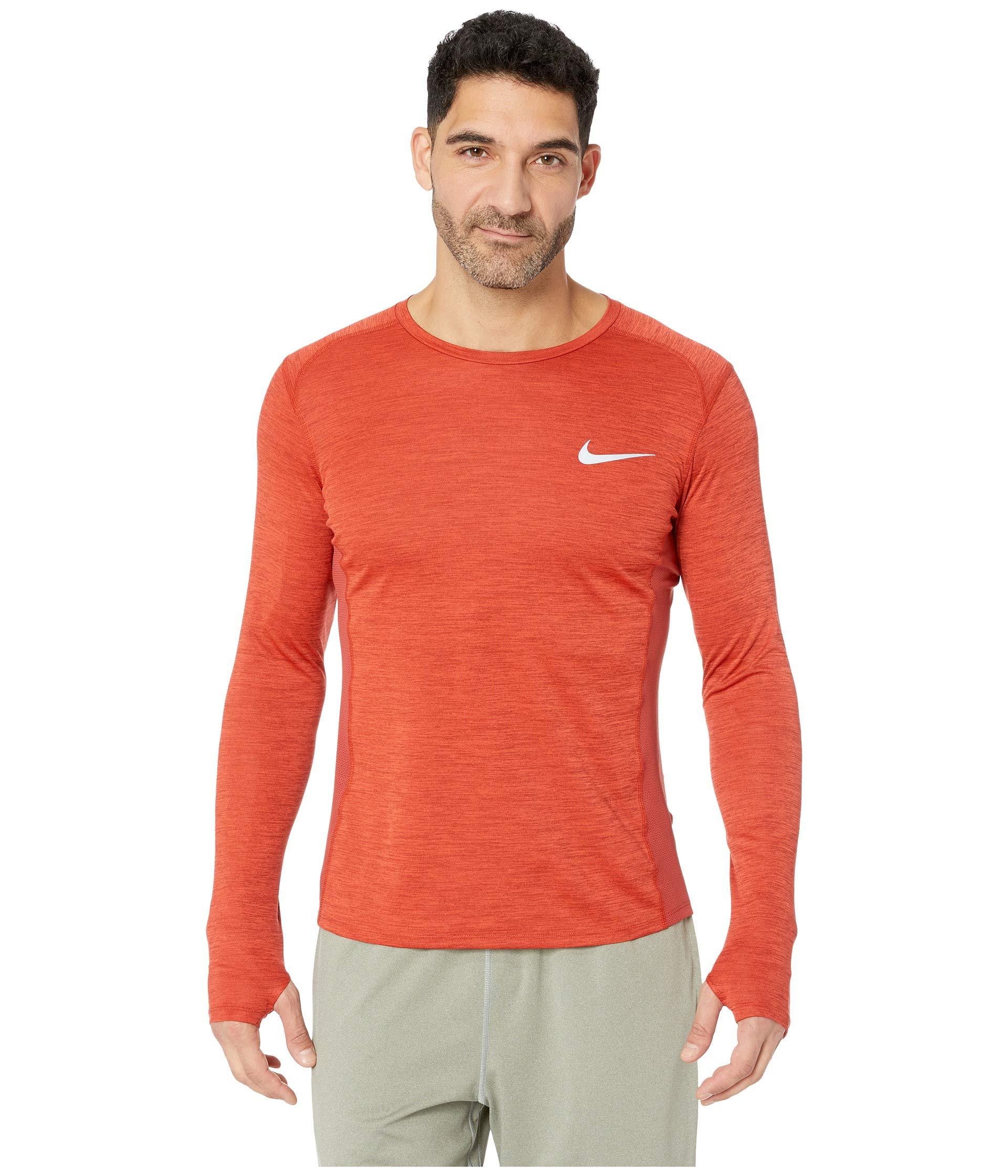 Download Lyst - Nike Dry Miler Long Sleeve Running Top in Red for Men