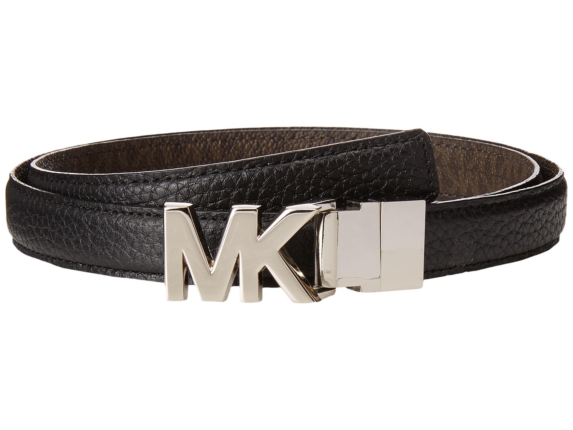 Lyst - Michael Michael Kors 20mm Reversible Pebble To Logo Belt On Mk ...