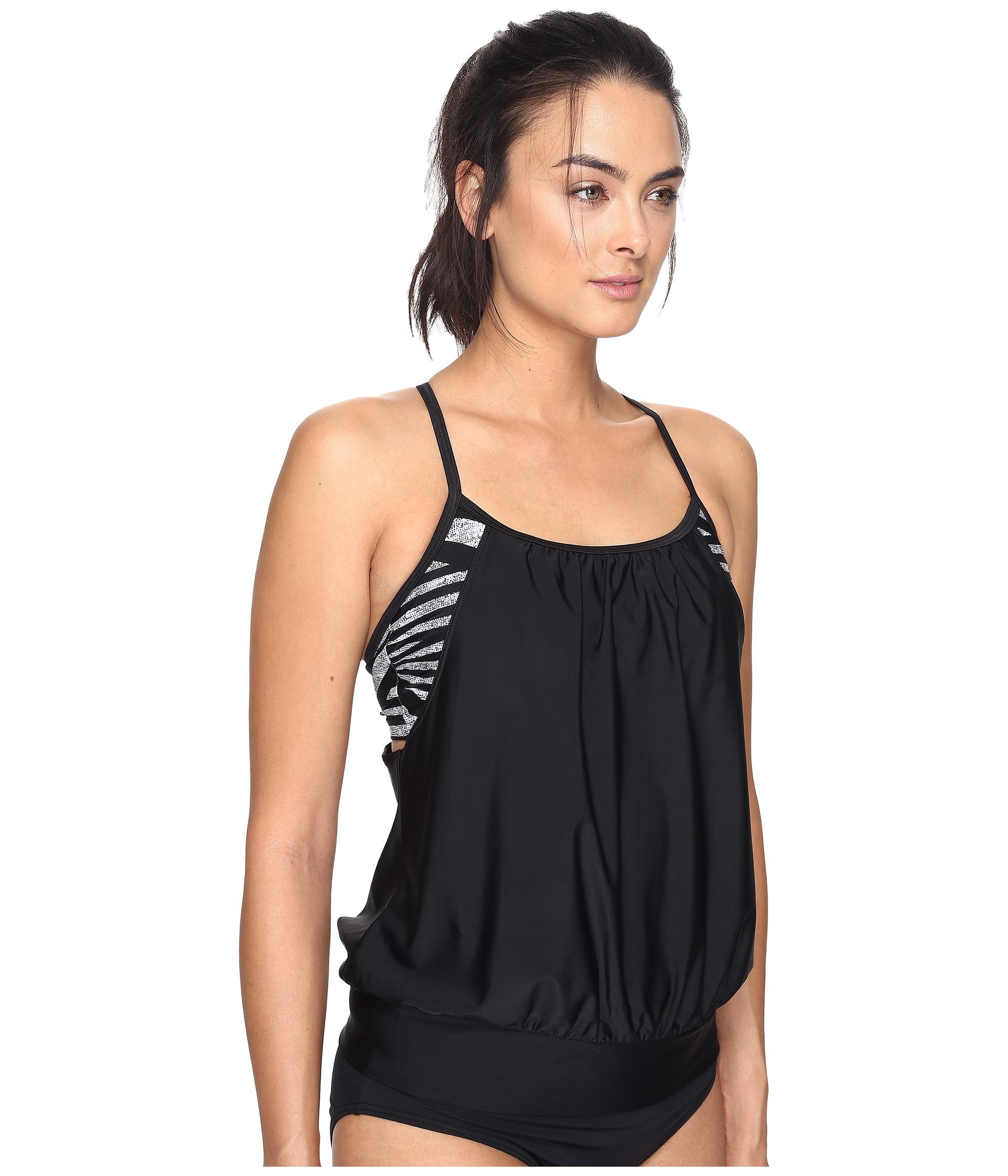 Lyst - Speedo Blouson Tankini in Black