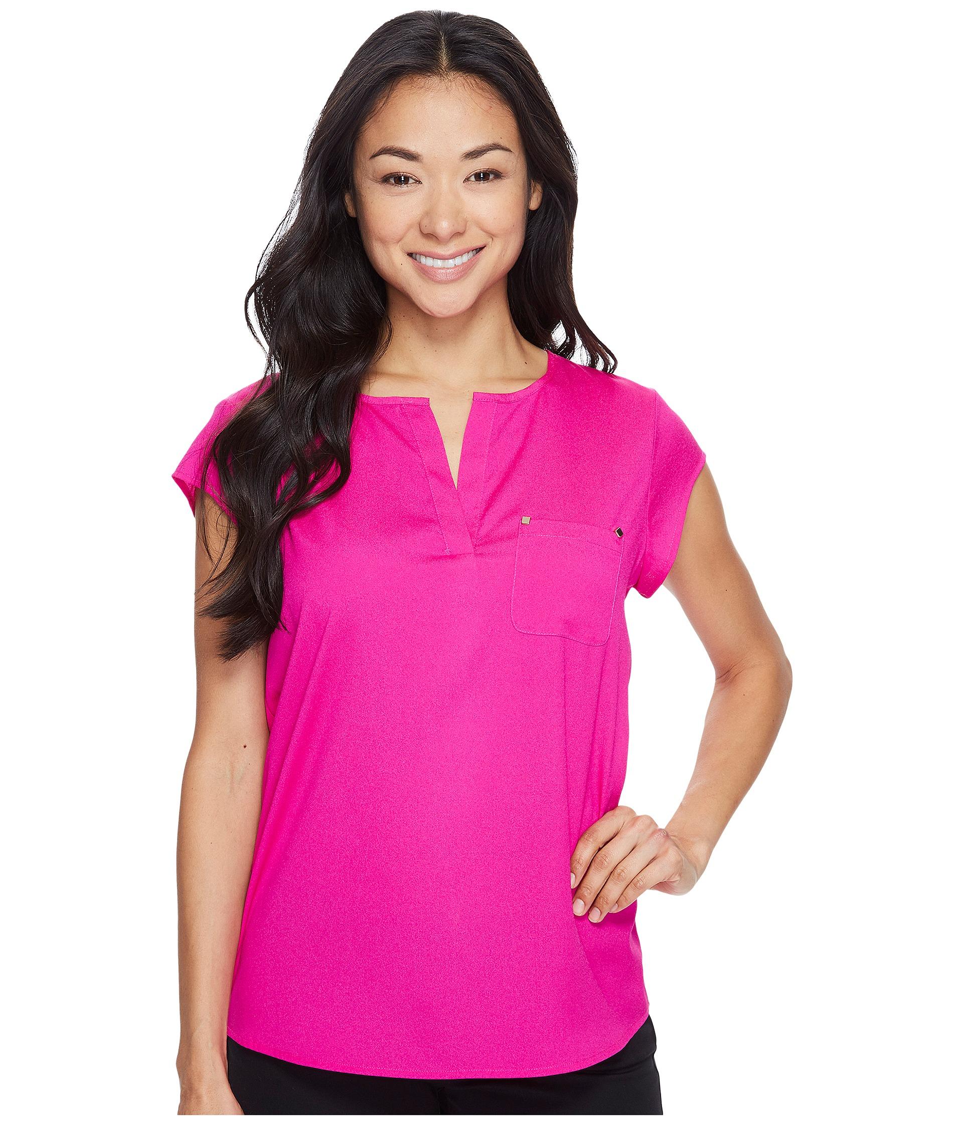 Ivanka trump Cap Sleeve Pocket Woven Top in Pink | Lyst Ivanka trump Cap Sleeve Pocket Woven Top in Pink | Lyst