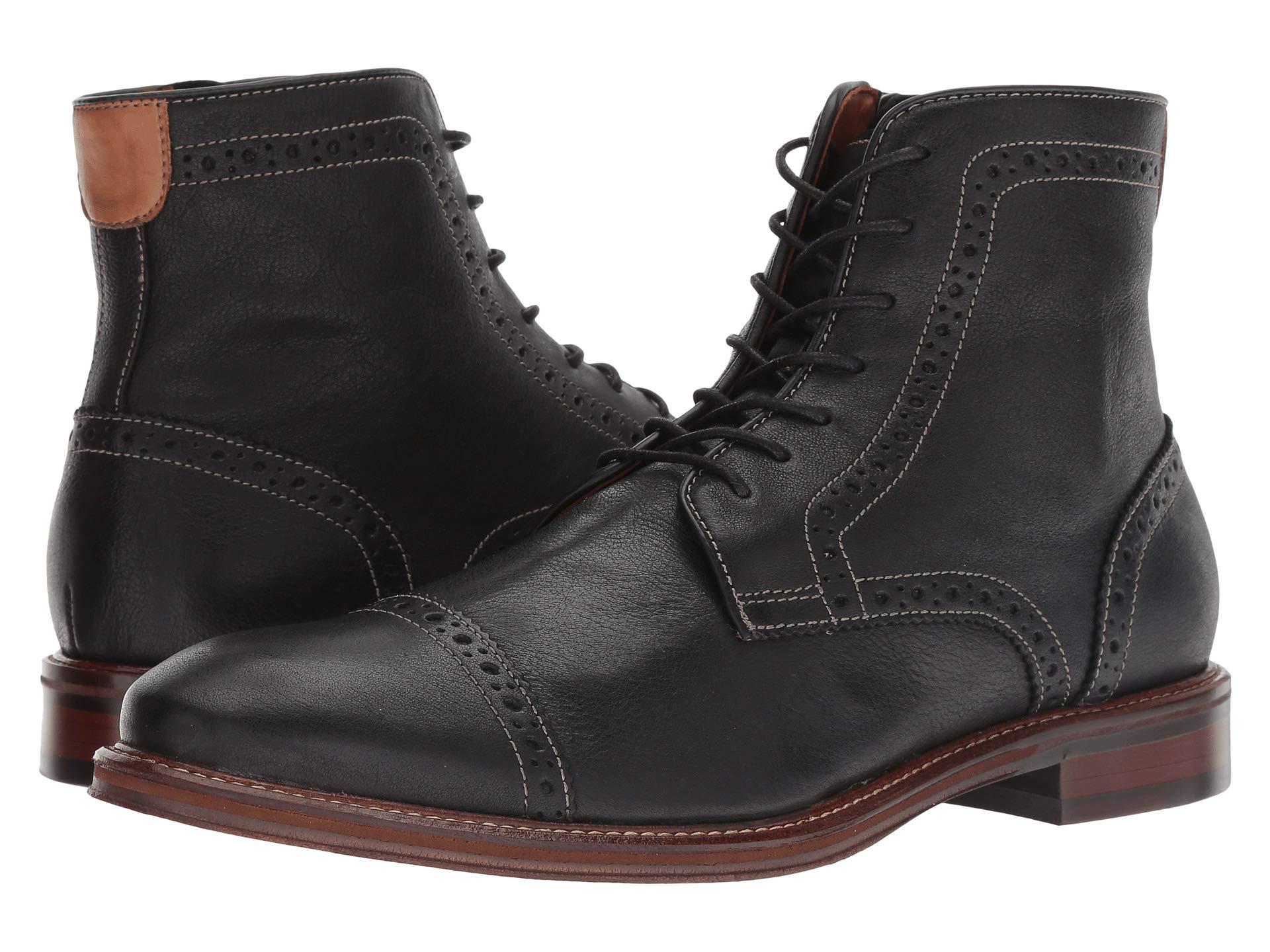 Johnston & Murphy Leather Warner Cap Toe Zip Boot (black Full Grain