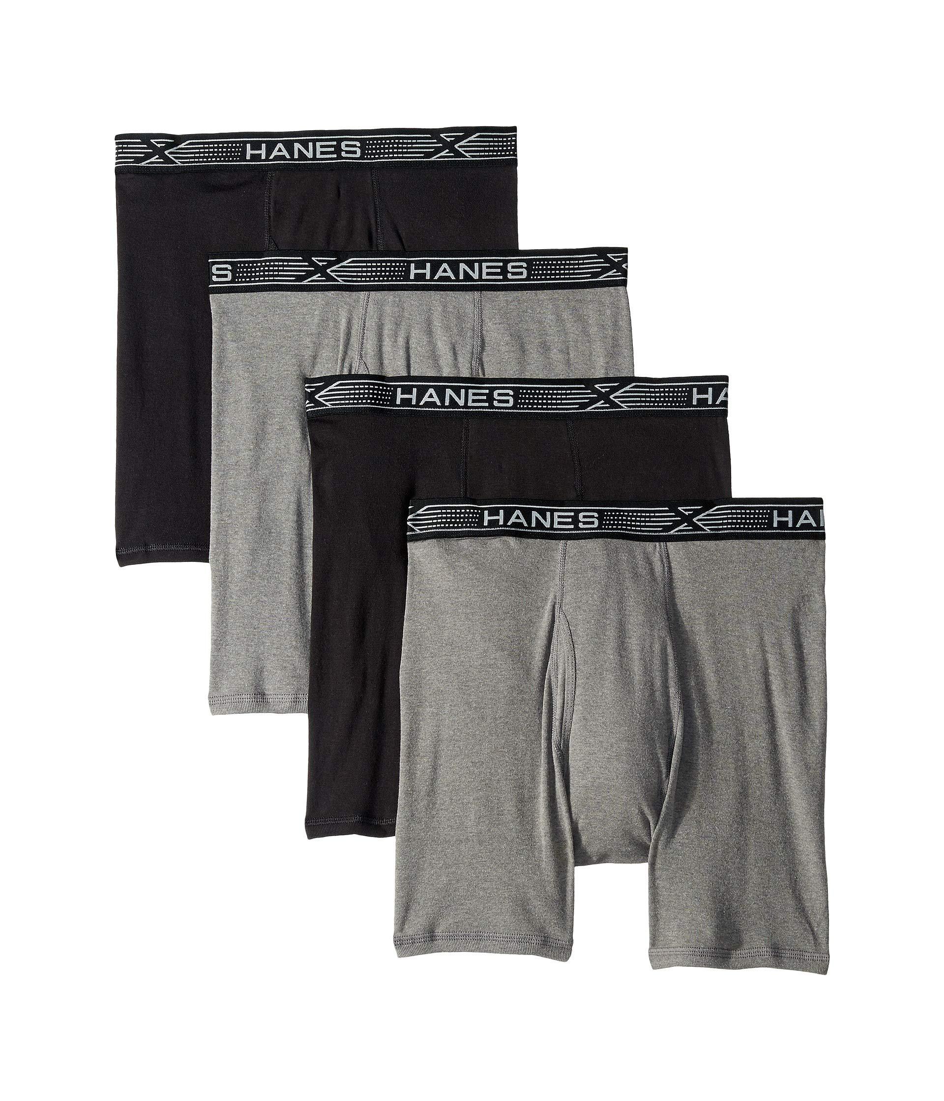 Hanes Platinum X-temp Combed Cotton 4-pack Boxer Briefs (black/grey ...