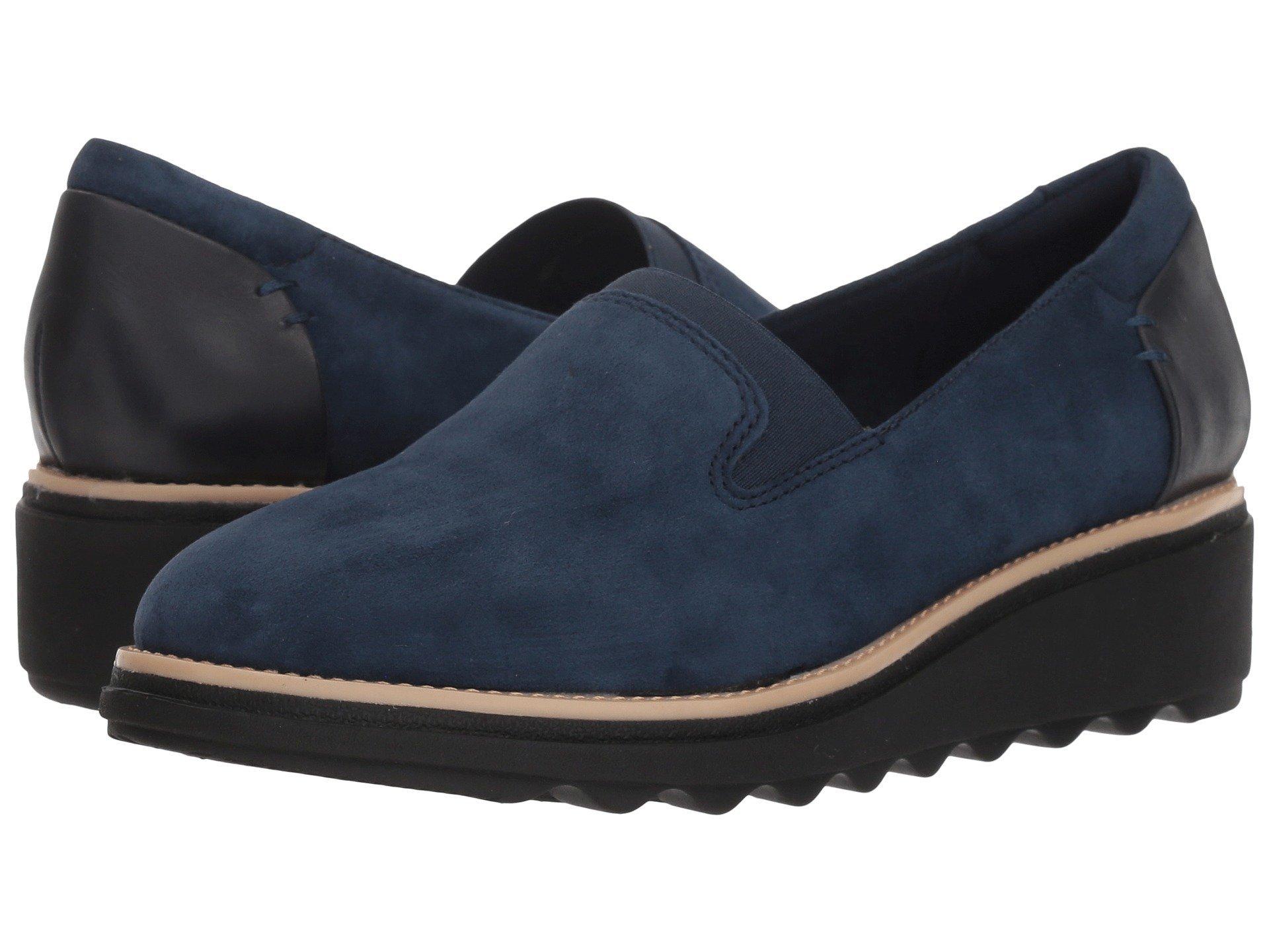 Clarks Suede Sharon Dolly in Navy Suede (Blue) - Lyst