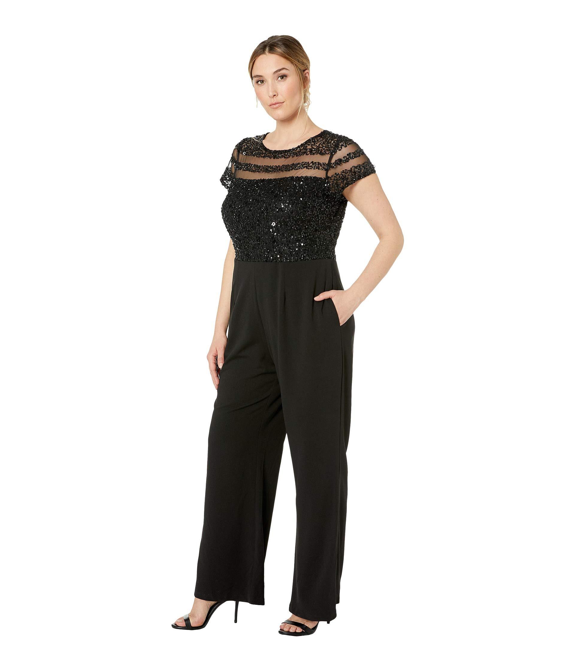 Adrianna Papell Synthetic Plus Size Crepe Jumpsuit in Black - Lyst