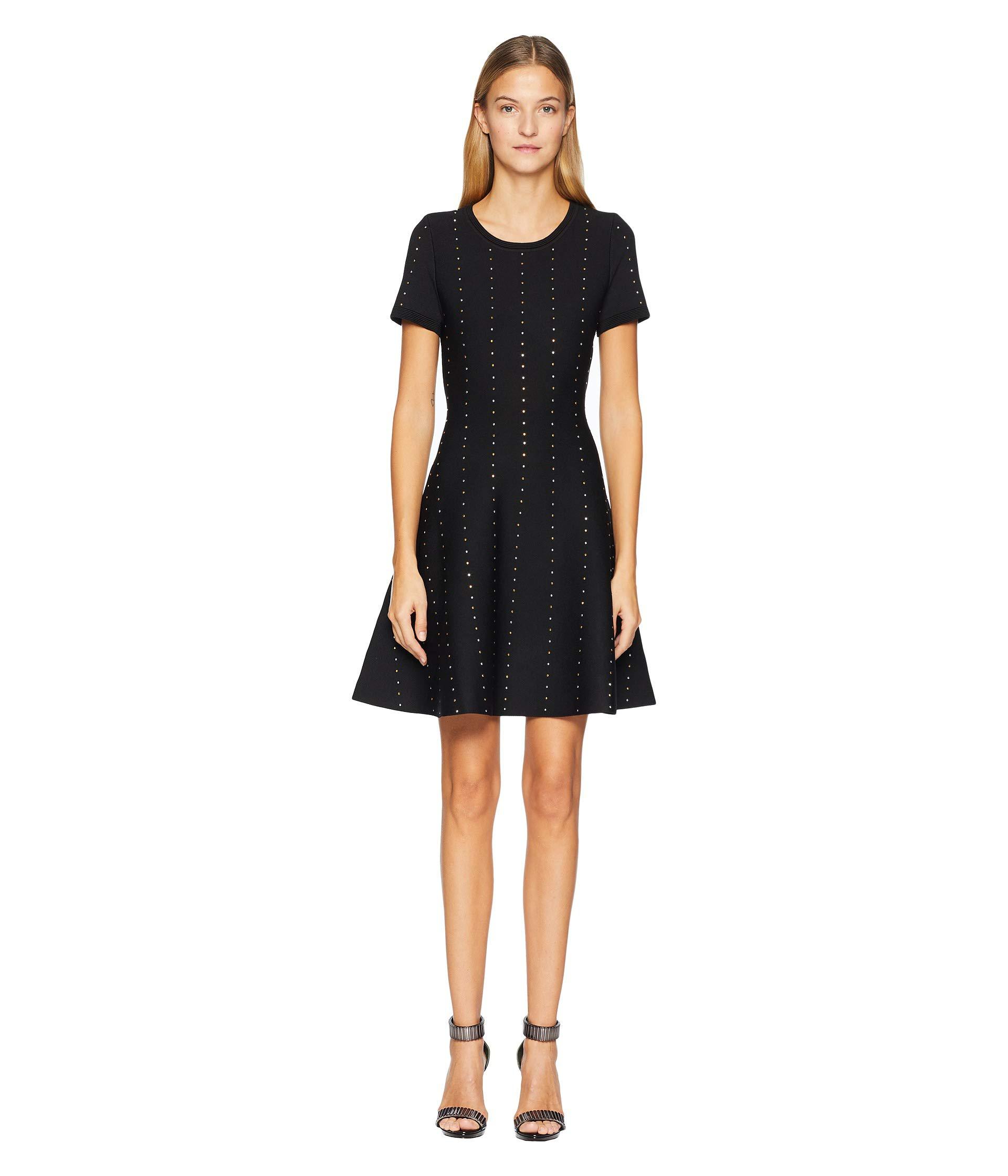 Lyst The Kooples Short Knit Dress With Vertical Studs (black) Women's