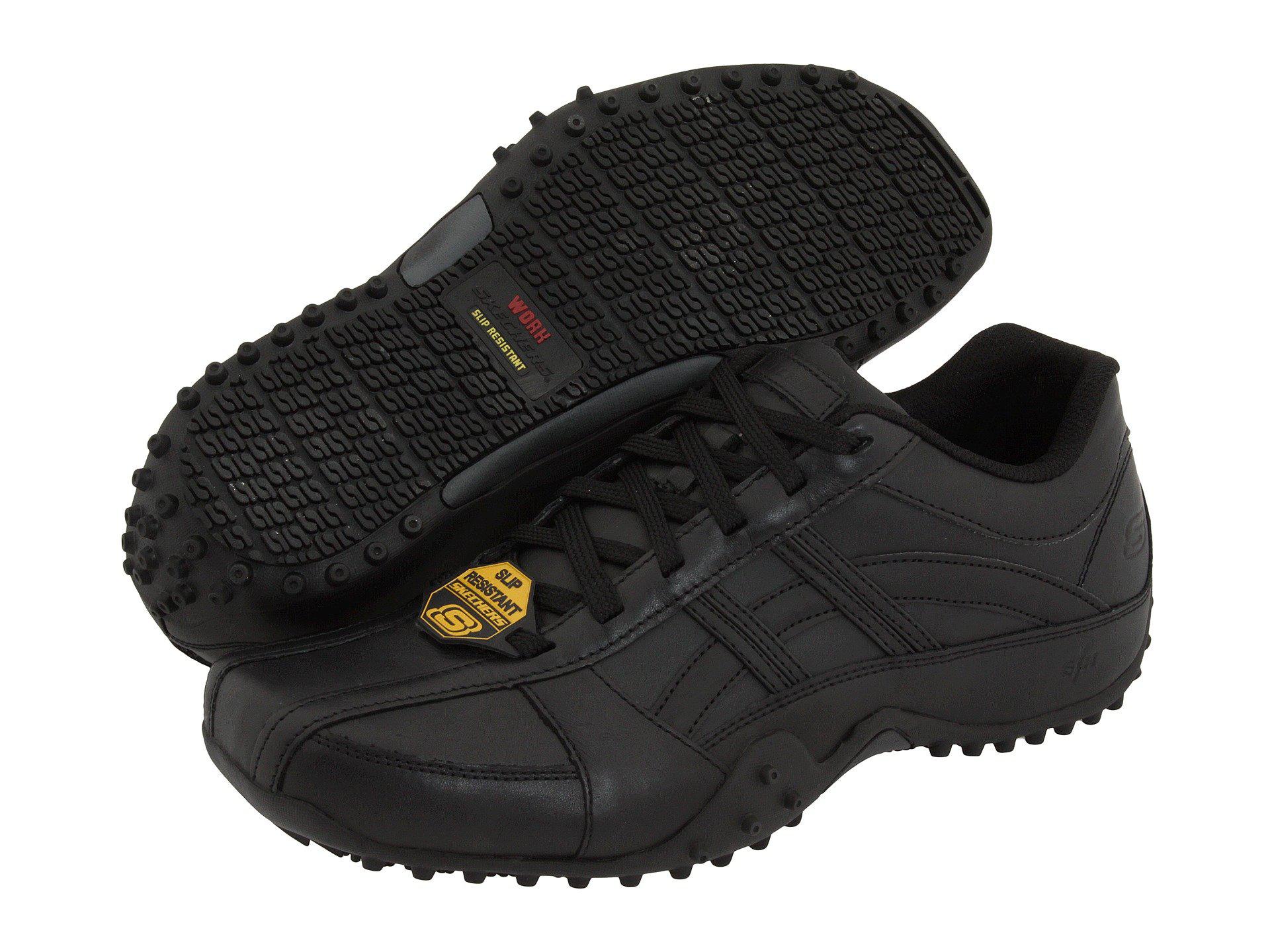 mens black leather sketchers