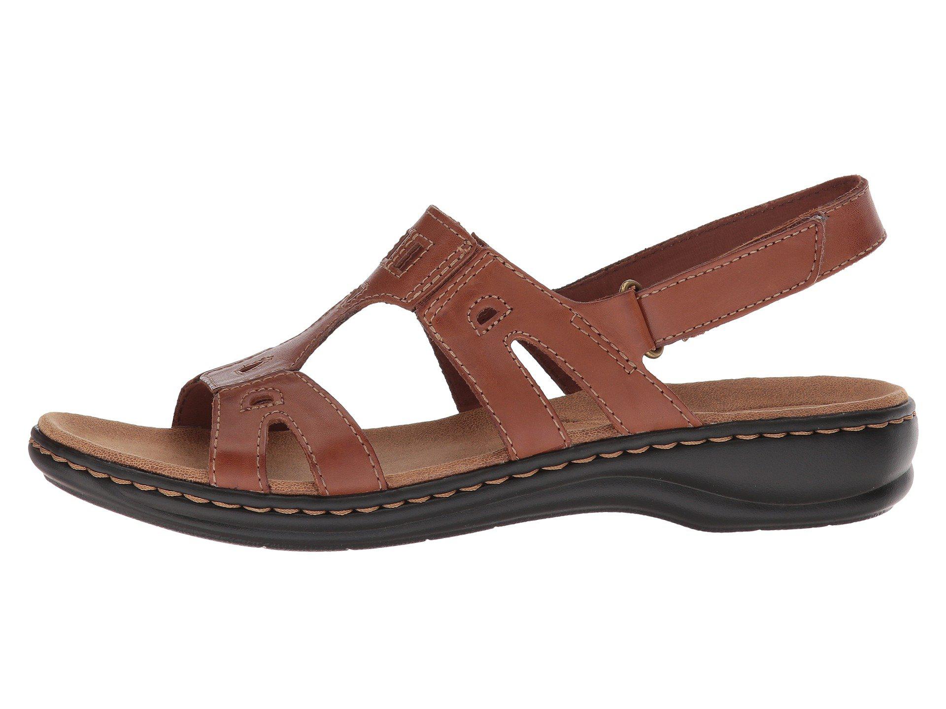 Clarks Leisa Annual (navy Leather) Women's Sandals in Dark Tan Leather ...