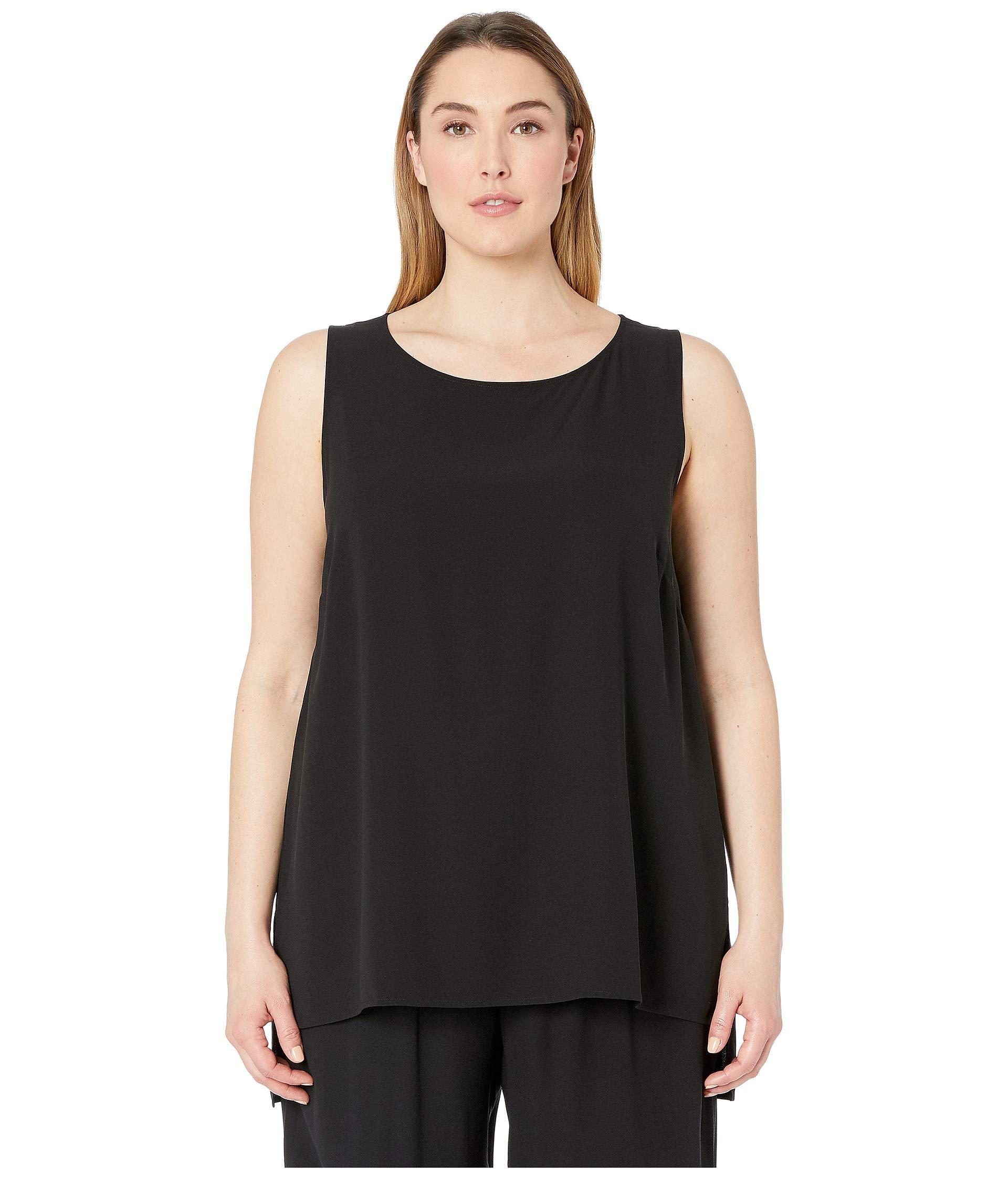 Lyst - Eileen Fisher Plus Size Silk Georgette Crepe Bateau Neck Long ...