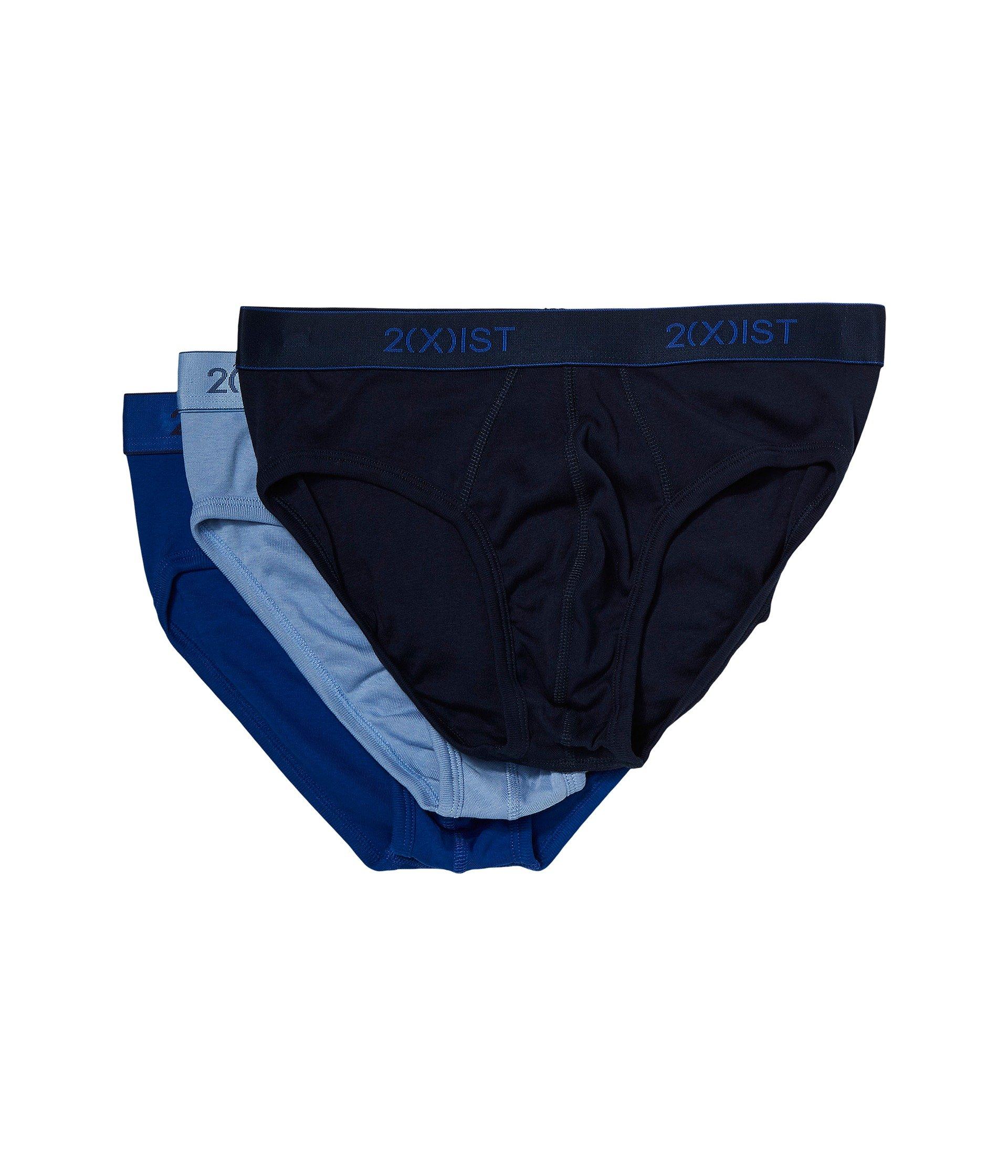 2xist Cotton 2(x)ist 3-pack Essential No Show Brief in Blue for Men ...