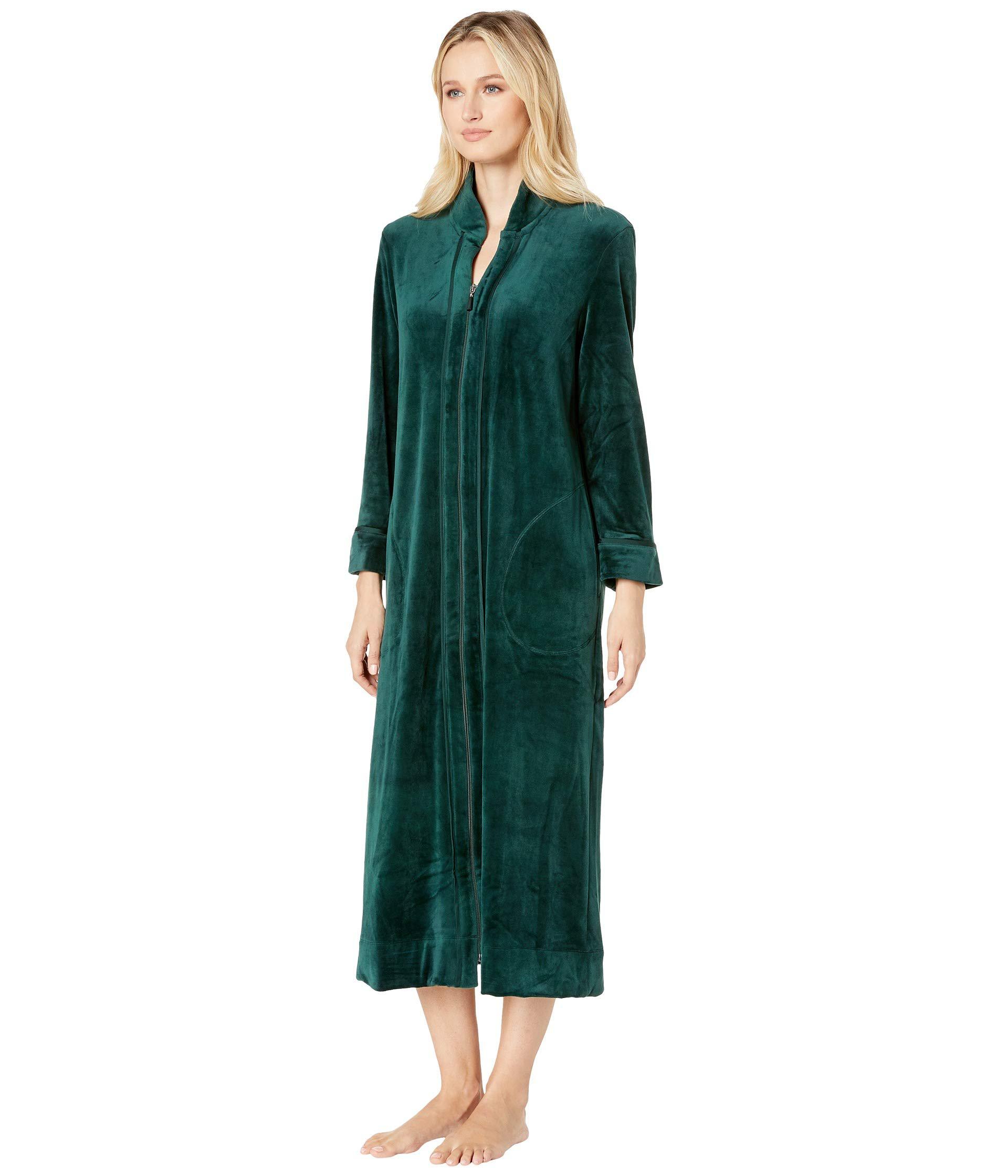Lyst Carole Hochman Plush Luxe Velour Long Zip Robe Navy Womens Robe In Green