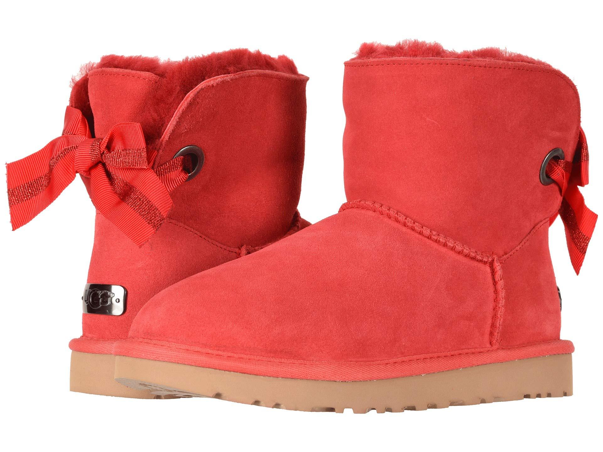 UGG Suede Customizable Bailey Bow Mini in Red - Lyst