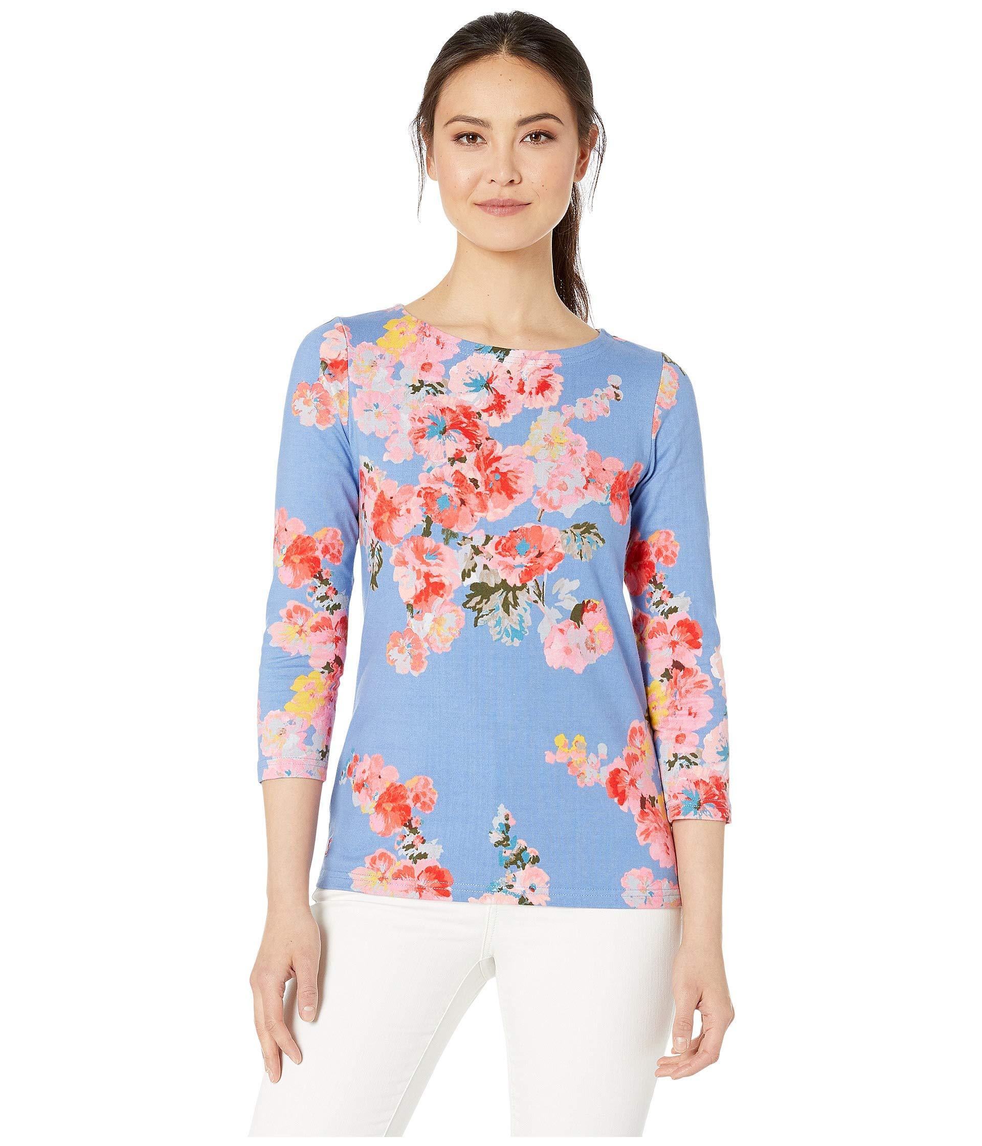 Joules Cotton Harbour Print Jersey Top in Blue Floral (Blue) - Save 18% ...