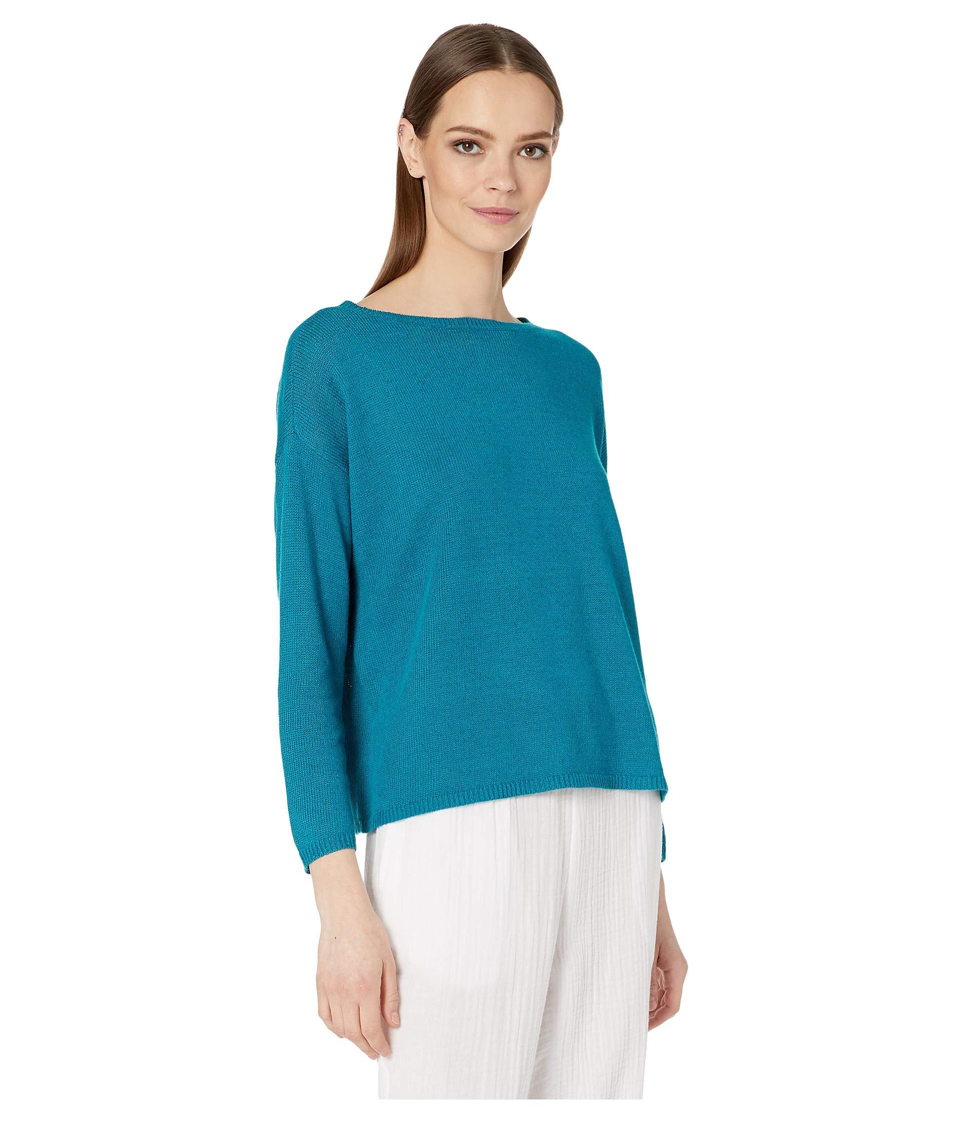 Eileen Fisher Organic Linen Cotton Bateau Neck Top (jasper) Women's ...