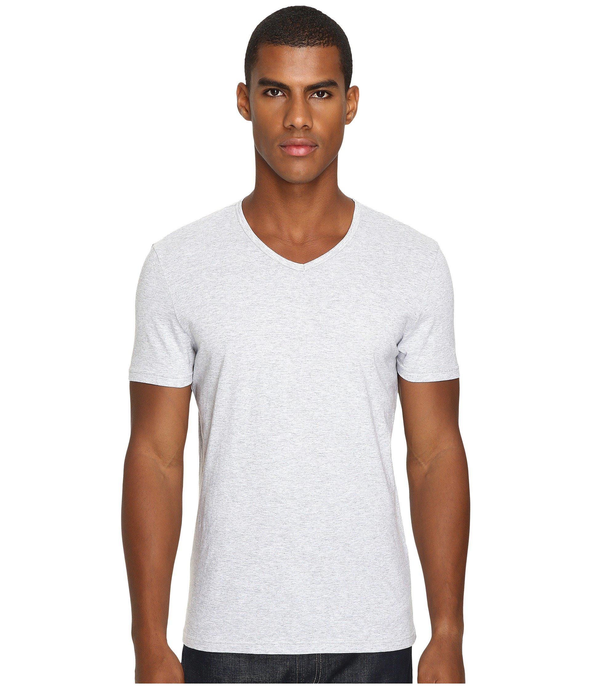 Emporio Armani Cotton 3-pack V-neck T-shirt (white/grey Melange/navy ...