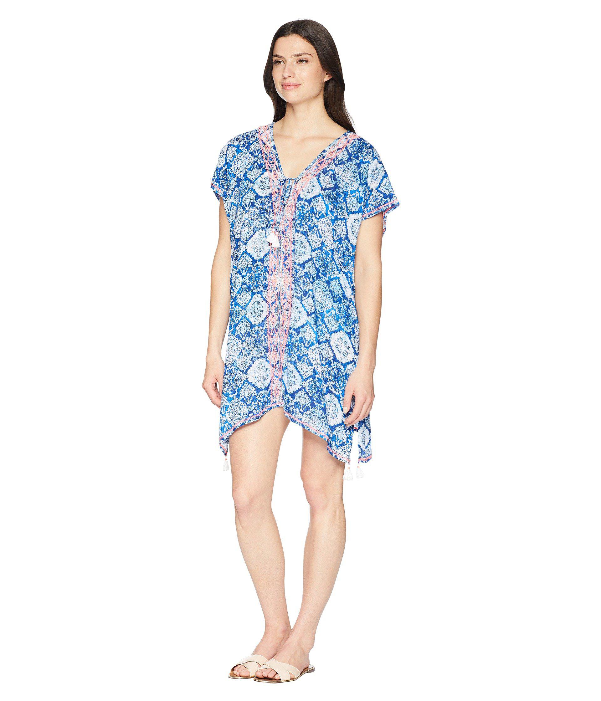 Lyst - Lauren By Ralph Lauren Aegean Tile Embroidered Tunic Cover-up (blue) Women\u0027s Swimwear in Blue