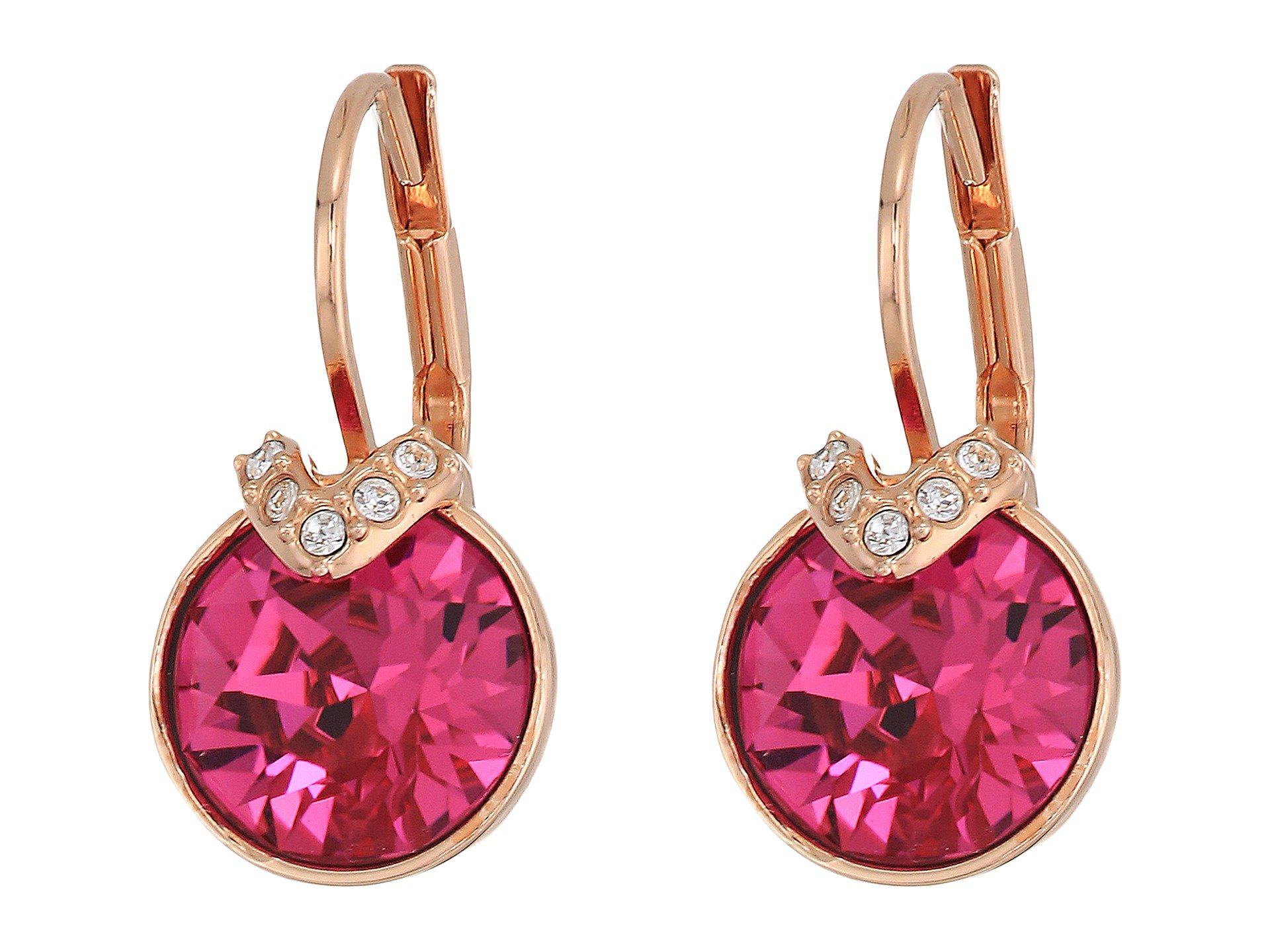 Lyst Swarovski Bella V Pierced Earrings Fuchsia Rose Gold Plating Swarovski Women S Bella V Pierced Earrings