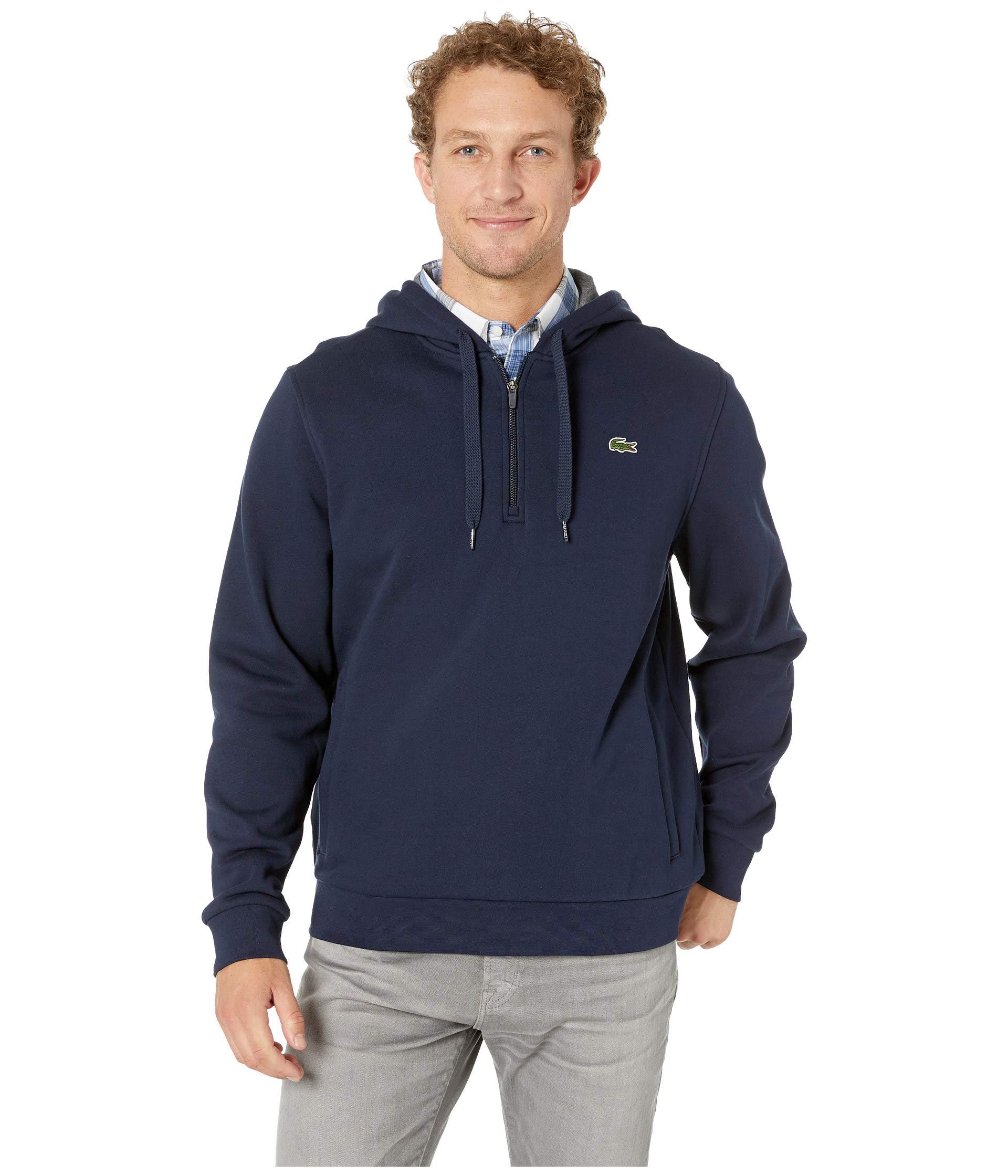 Lyst - Lacoste Sport Long Sleeve Half Zip Fleece Hoodie in Blue for Men
