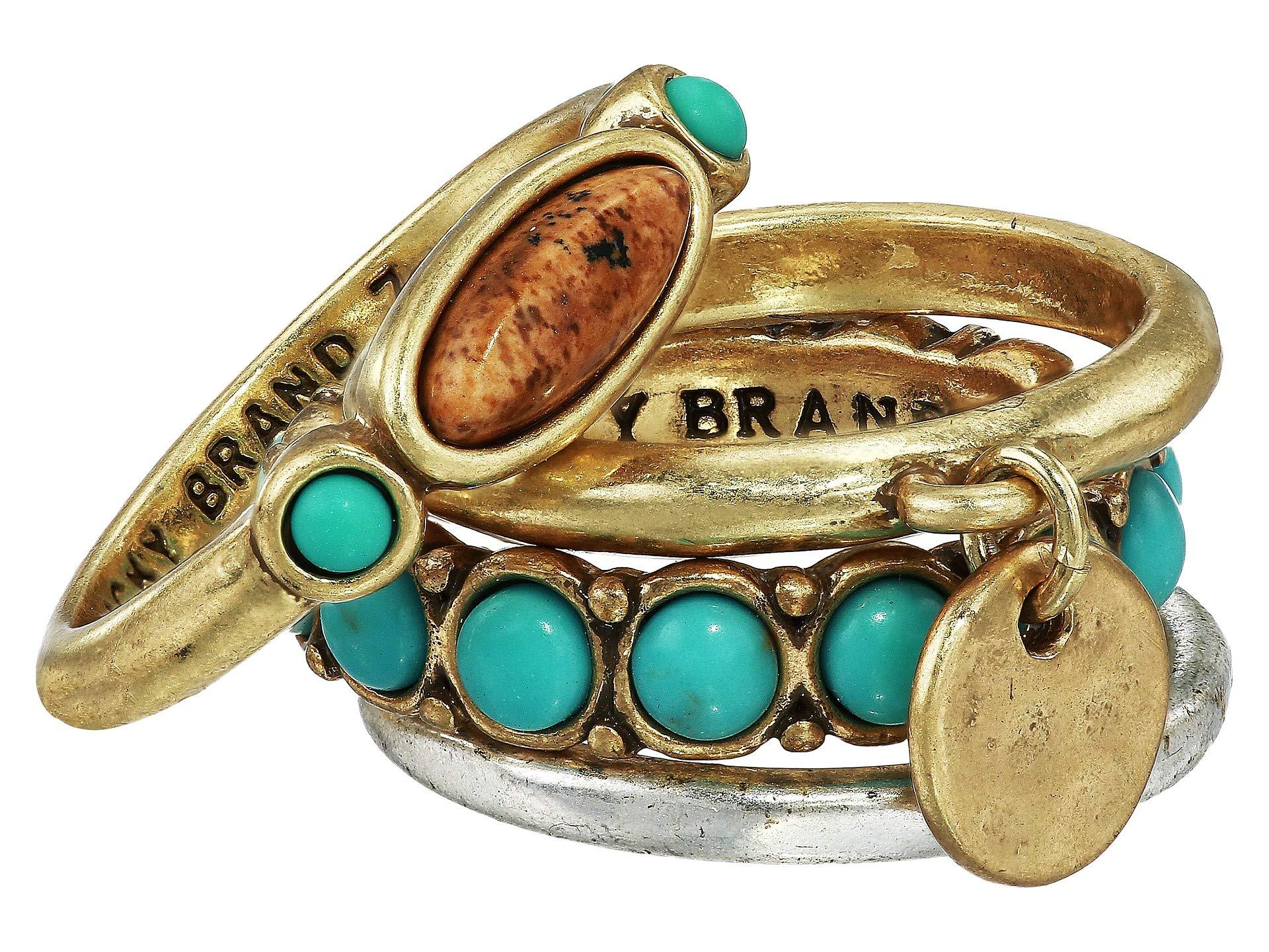 Lyst Lucky Brand Turquoise And Jasper Ring Stack (twotone) Ring