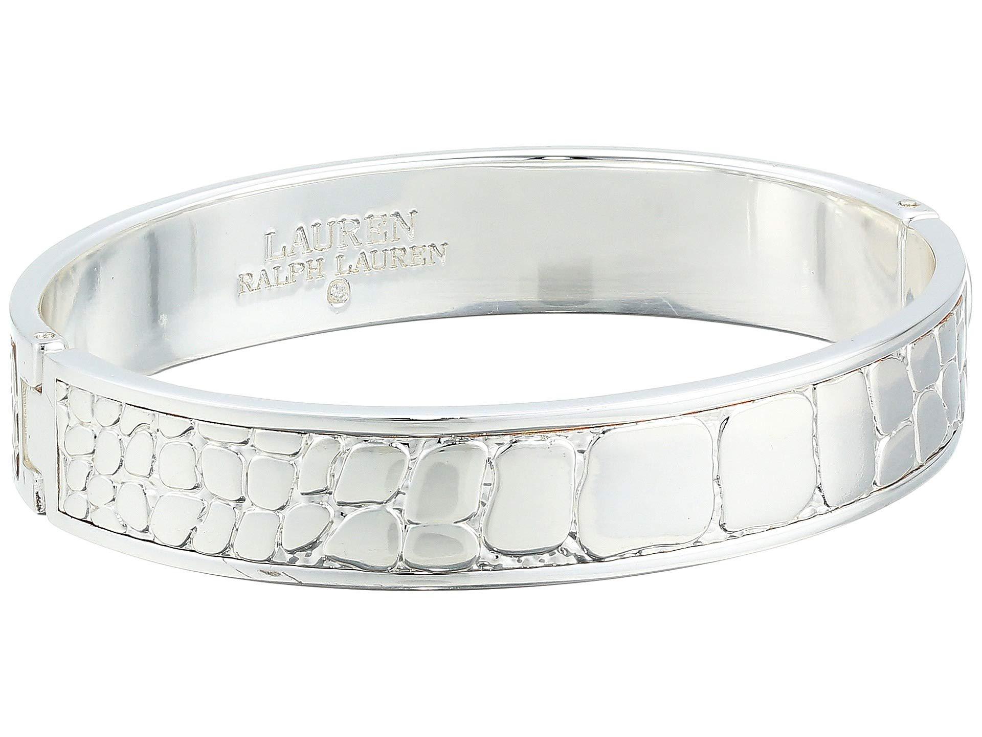 Lyst Lauren By Ralph Lauren Croc Pattern Bangle Bracelet (silver