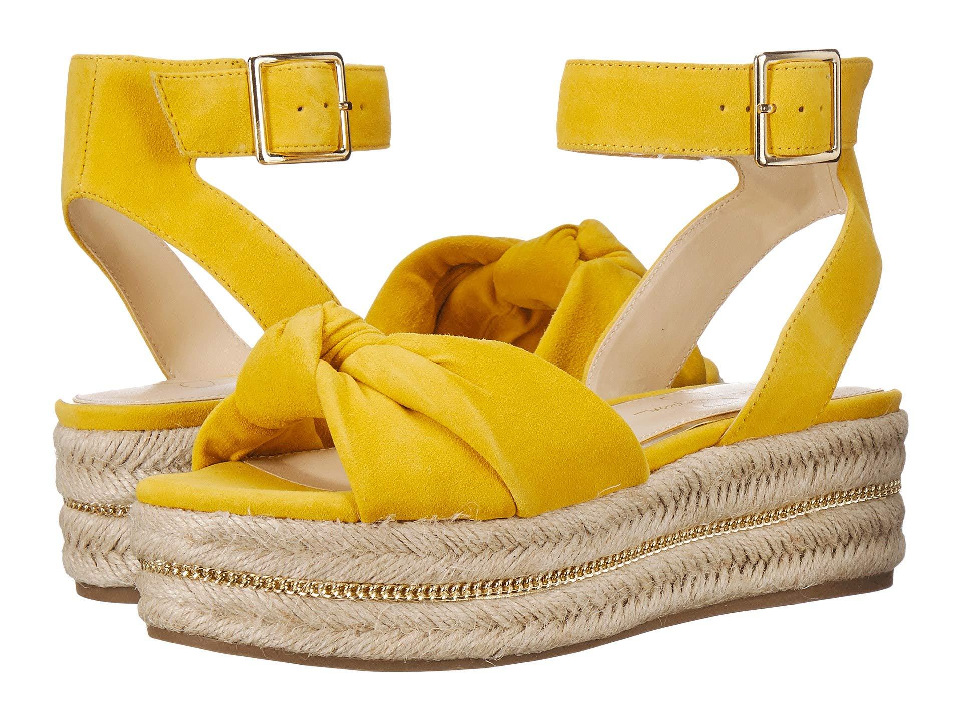 Jessica Simpson Aprille Wedge Sandal in Mustard Yellow Suede (Yellow ...