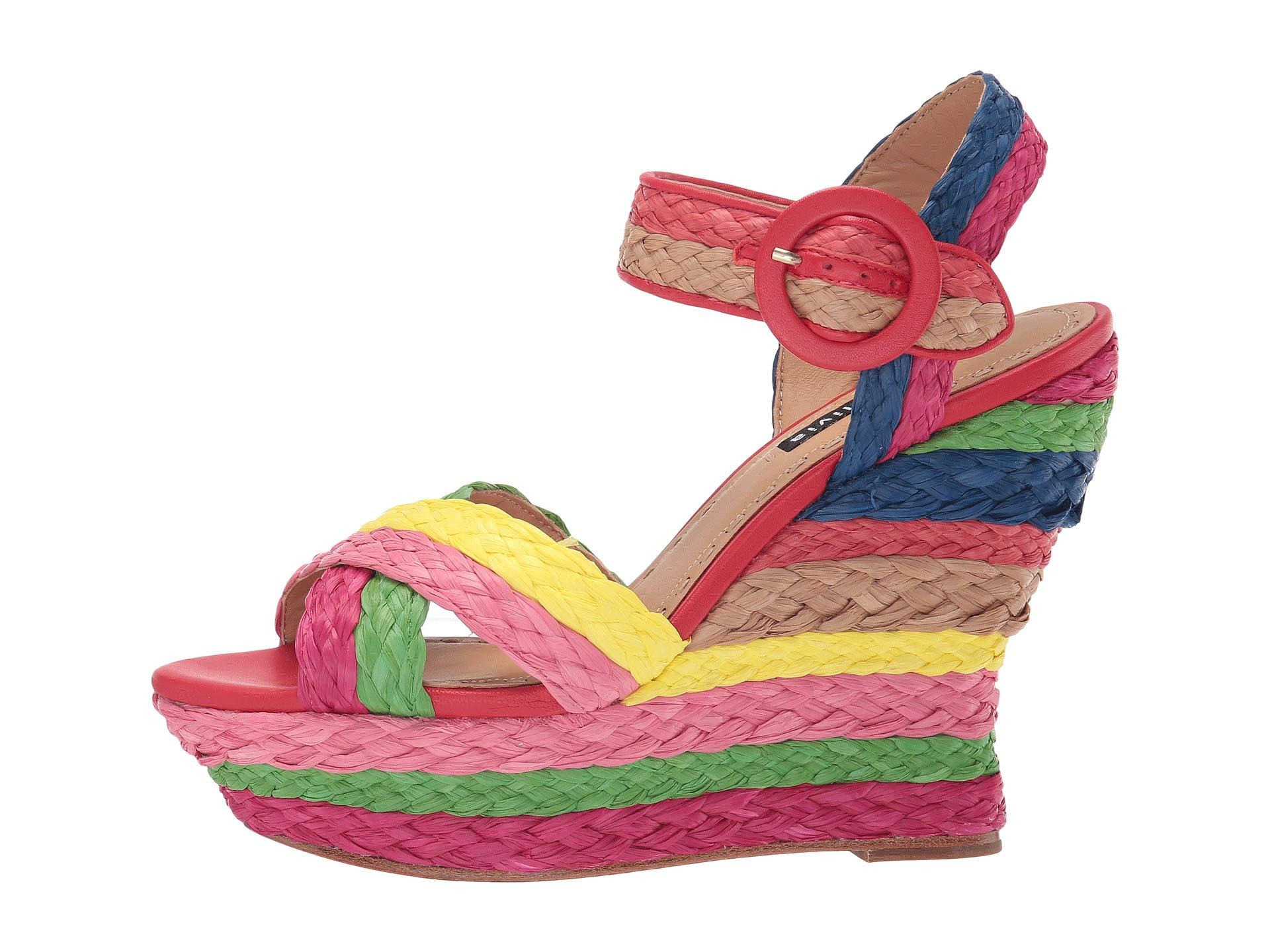 Alice + Olivia Leather Josiey Rainbow Wedge Sandals - Lyst
