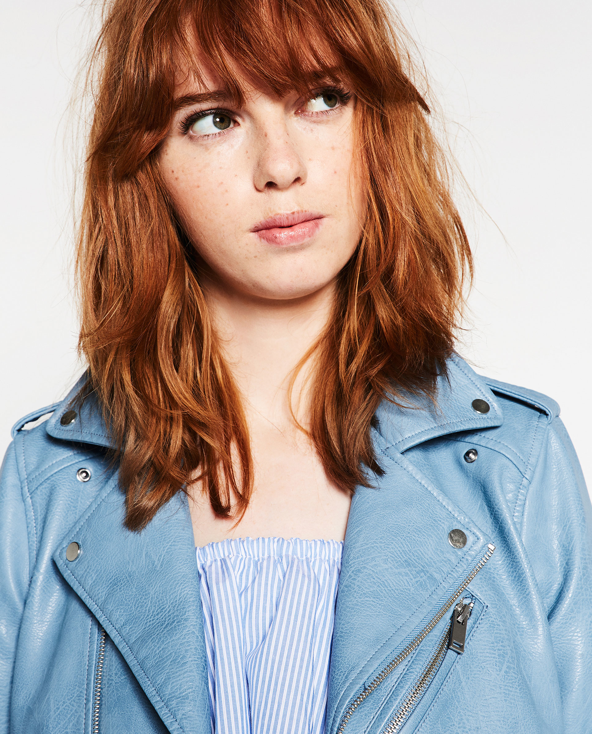 Zara Faux Leather Jacket In Blue Lyst Gallery