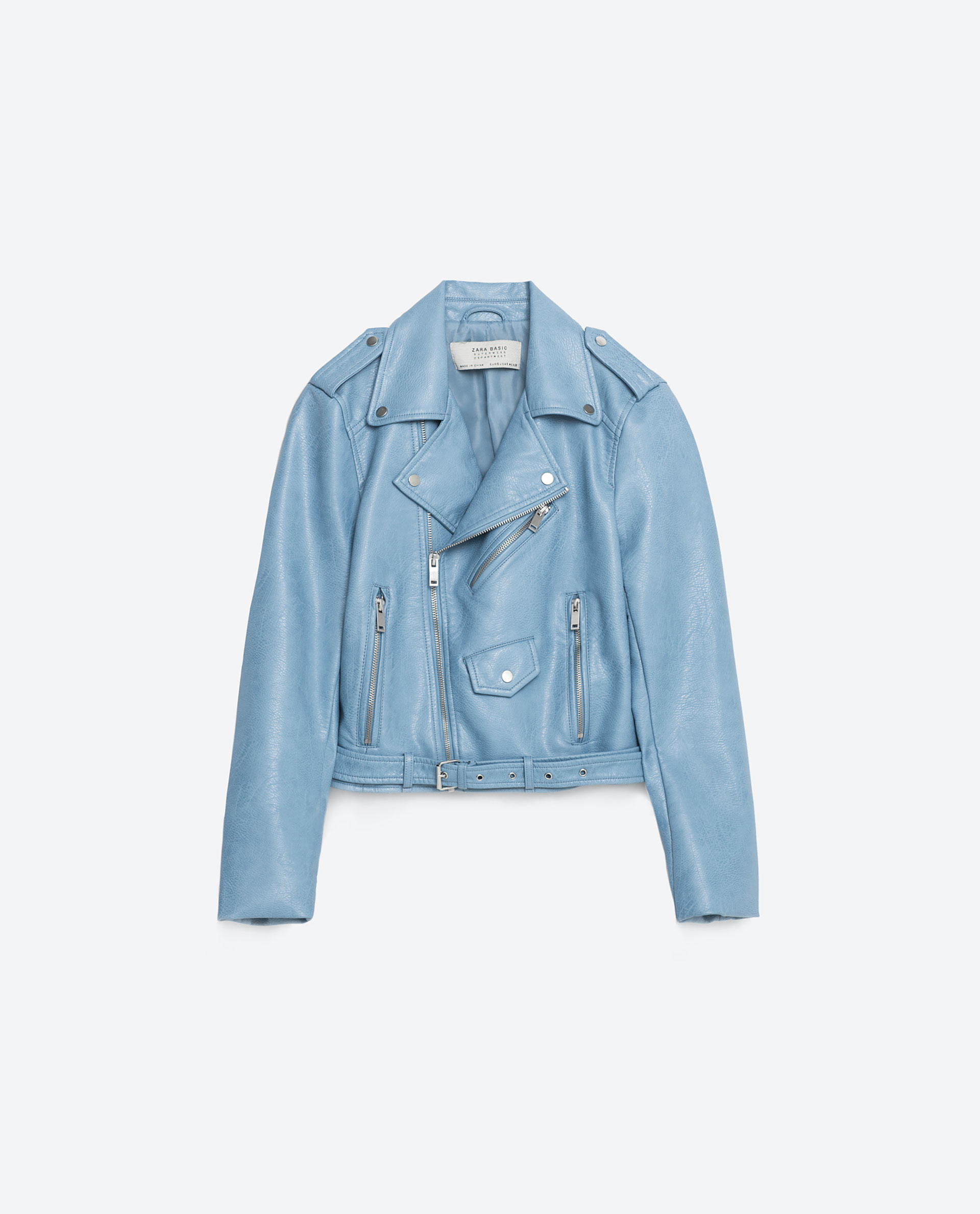 Zara Faux Leather Jacket In Blue Lyst Gallery